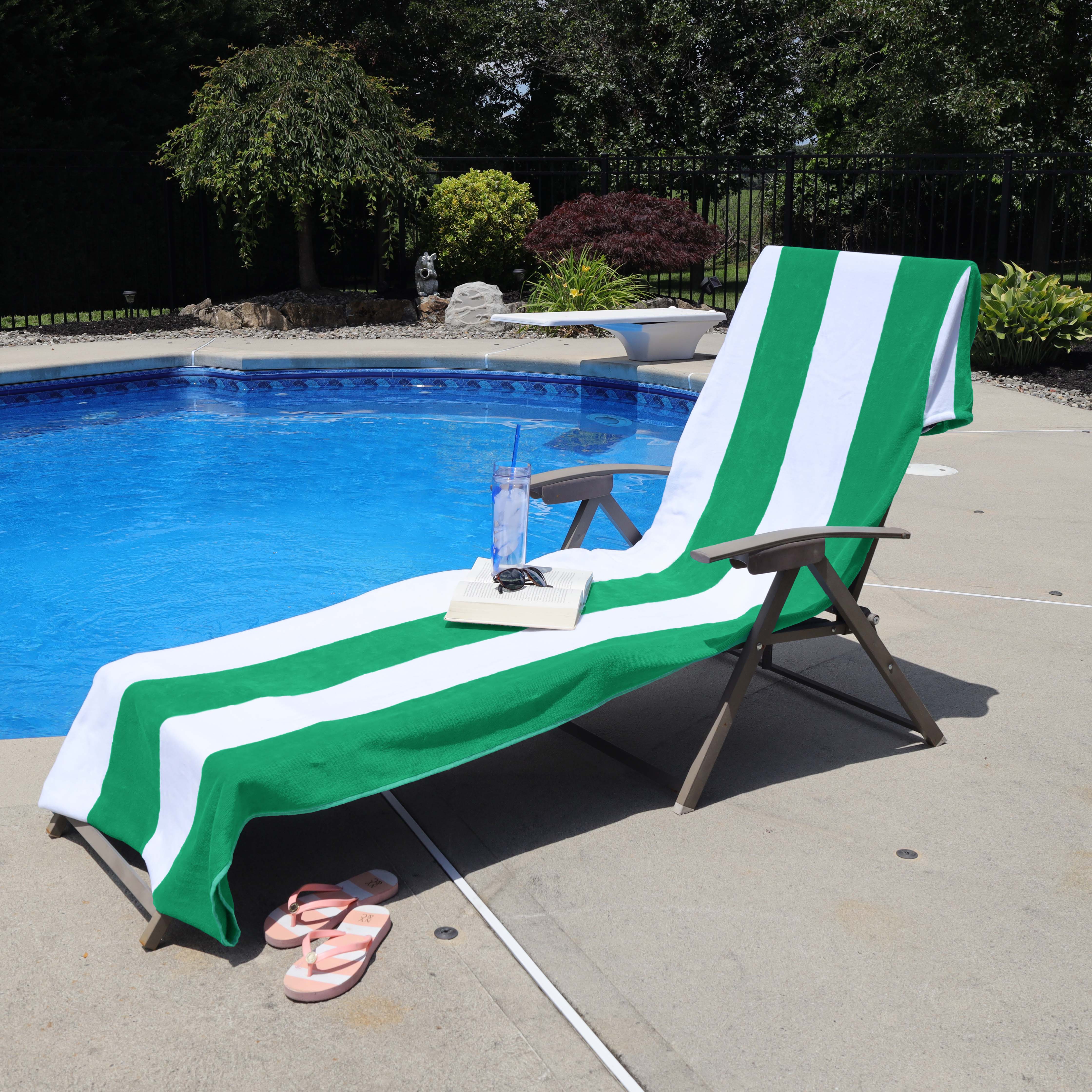 Cotton Standard Size Cabana Stripe Chaise Lounge Chair Cover - Omnigoodsstore