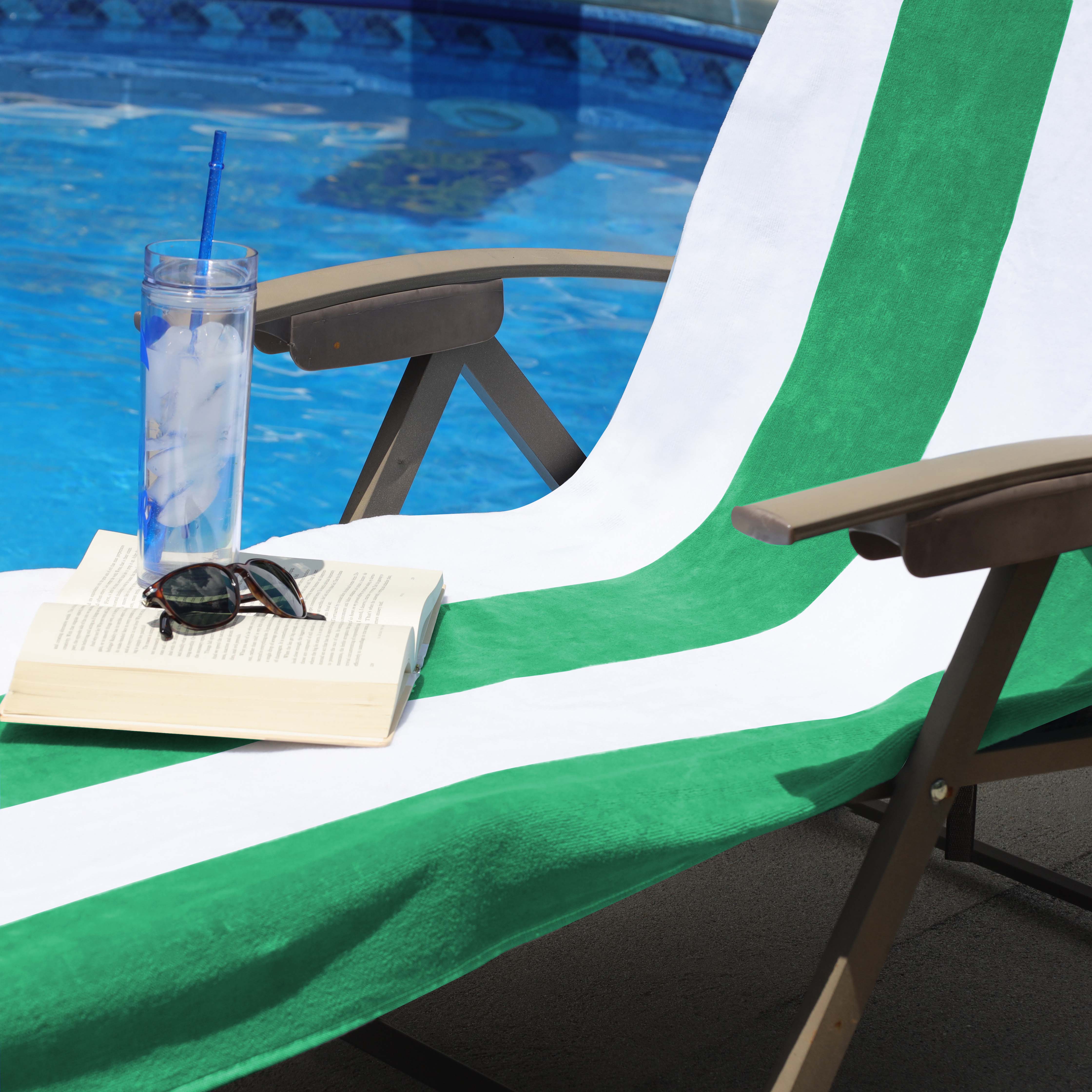 Cotton Standard Size Cabana Stripe Chaise Lounge Chair Cover - Omnigoodsstore