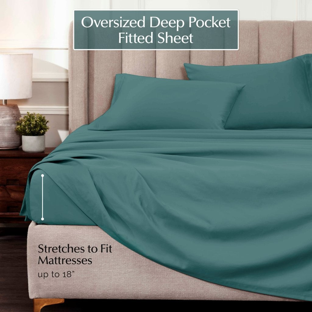 1000 Thread Count Egyptian Cotton Bed Sheet Set Olympic Queen - Omnigoodsstore