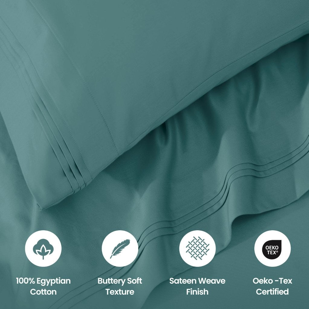 1000 Thread Count Egyptian Cotton Bed Sheet Set Olympic Queen - Omnigoodsstore