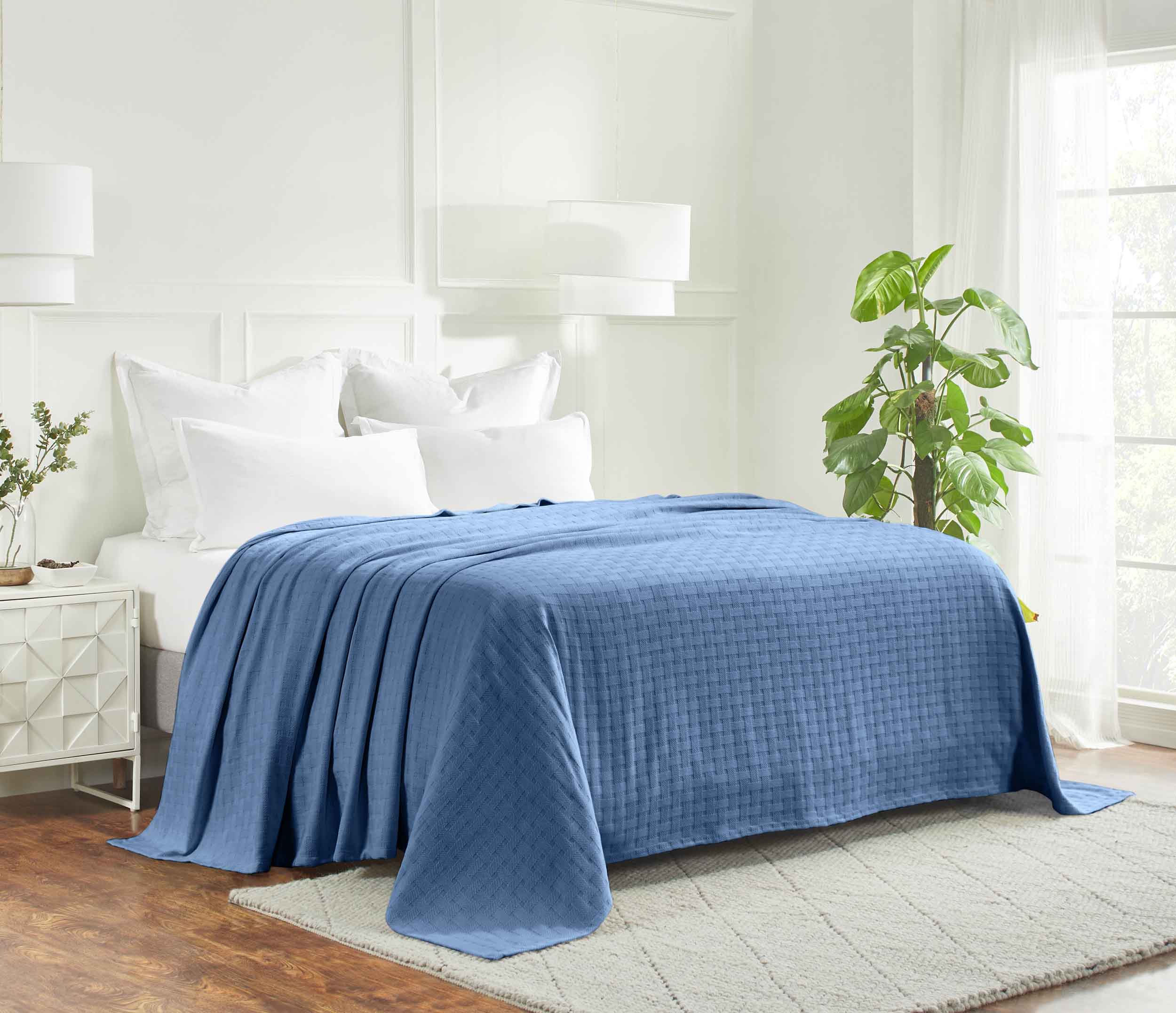 Basketweave All Season Cotton Bed Blanket & Sofa Throw - Omnigoodsstore