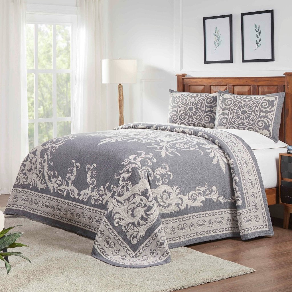 Vintage Medallion Cotton Blend Woven Jacquard Bedspread Set - Omnigoodsstore