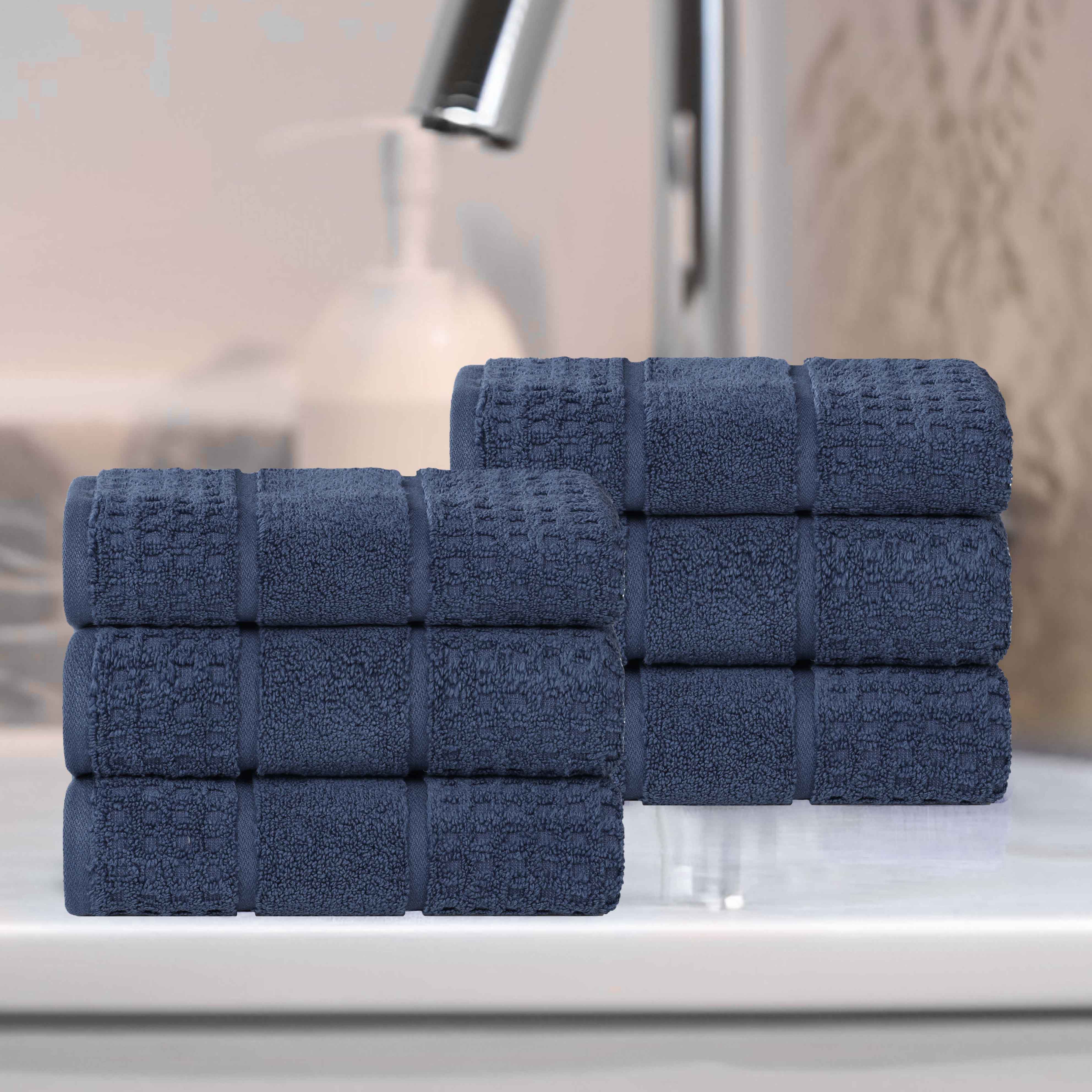Zero Twist Cotton Waffle Honeycomb Soft Absorbent Hand Towel Set of 6 - Omnigoodsstore