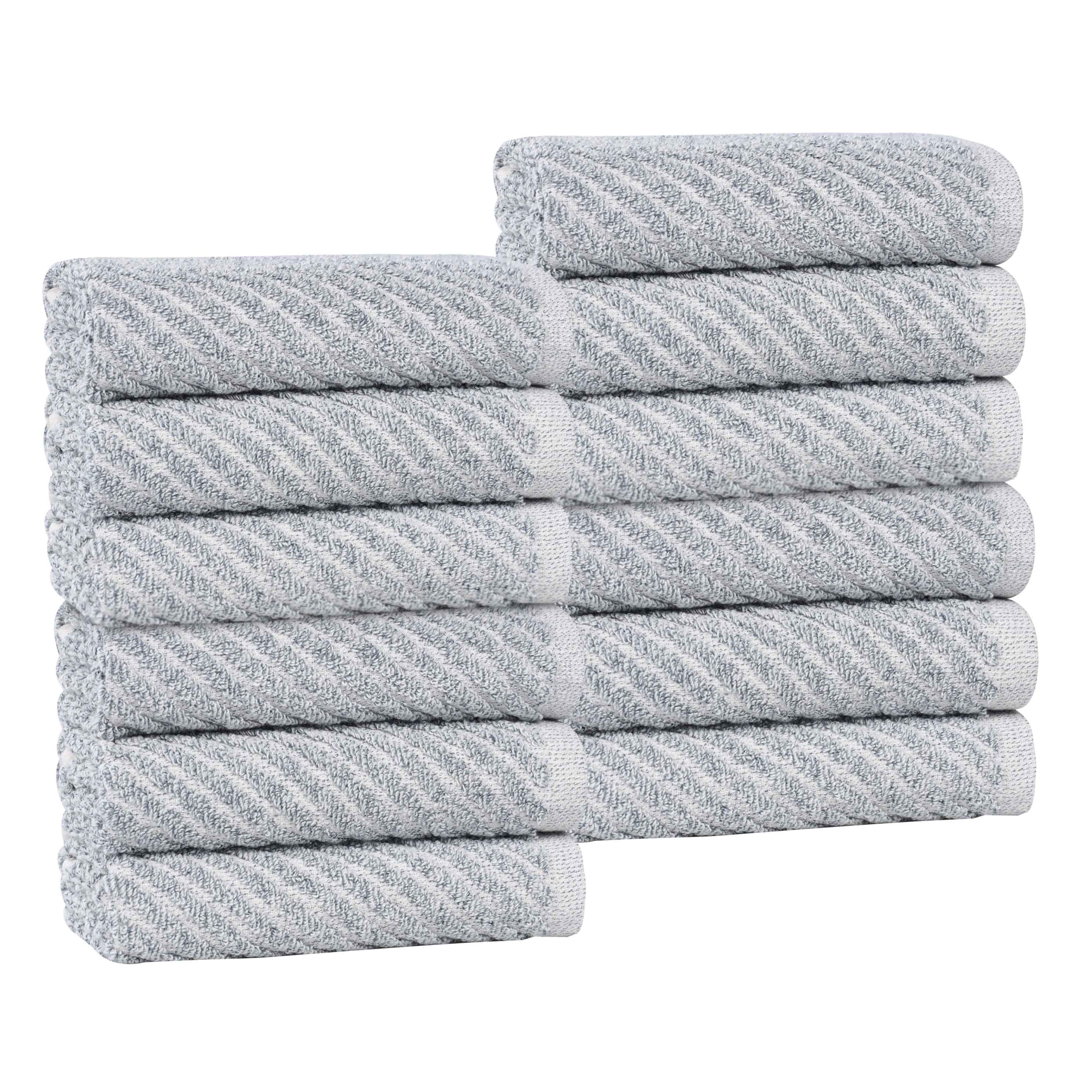 Amelia Cotton Blend Diagonal Stripes Face Towels, Set of 12 - Omnigoodsstore
