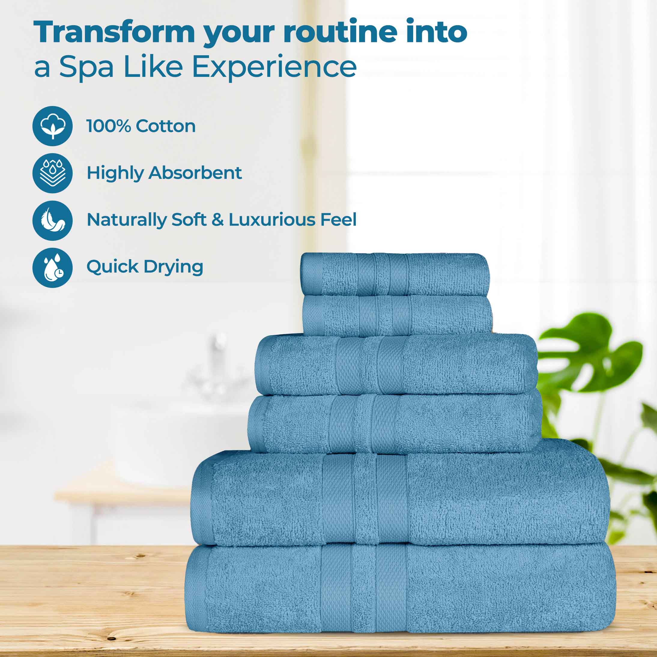 Cotton Ultra Soft 6 Piece Solid Towel Set - Omnigoodsstore
