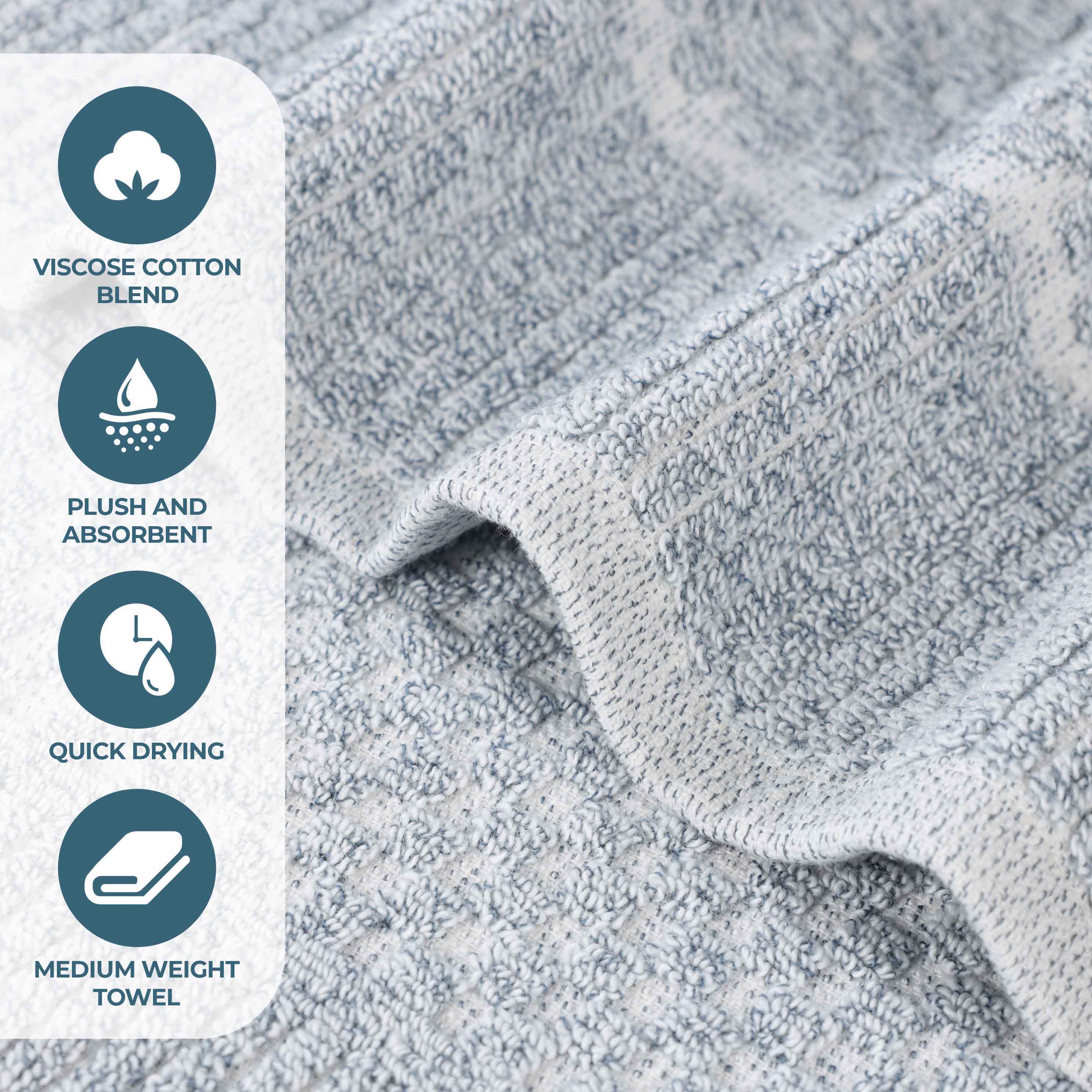 Naples Cotton Blend Checkered and Ribbed Hand Towels, Set of 6 - Omnigoodsstore