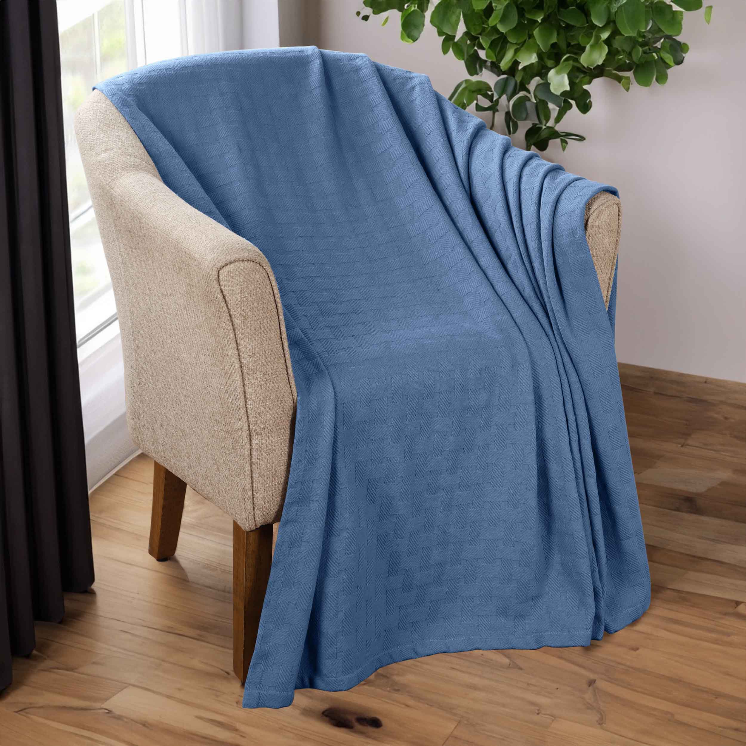 Basketweave All Season Cotton Bed Blanket & Sofa Throw - Omnigoodsstore