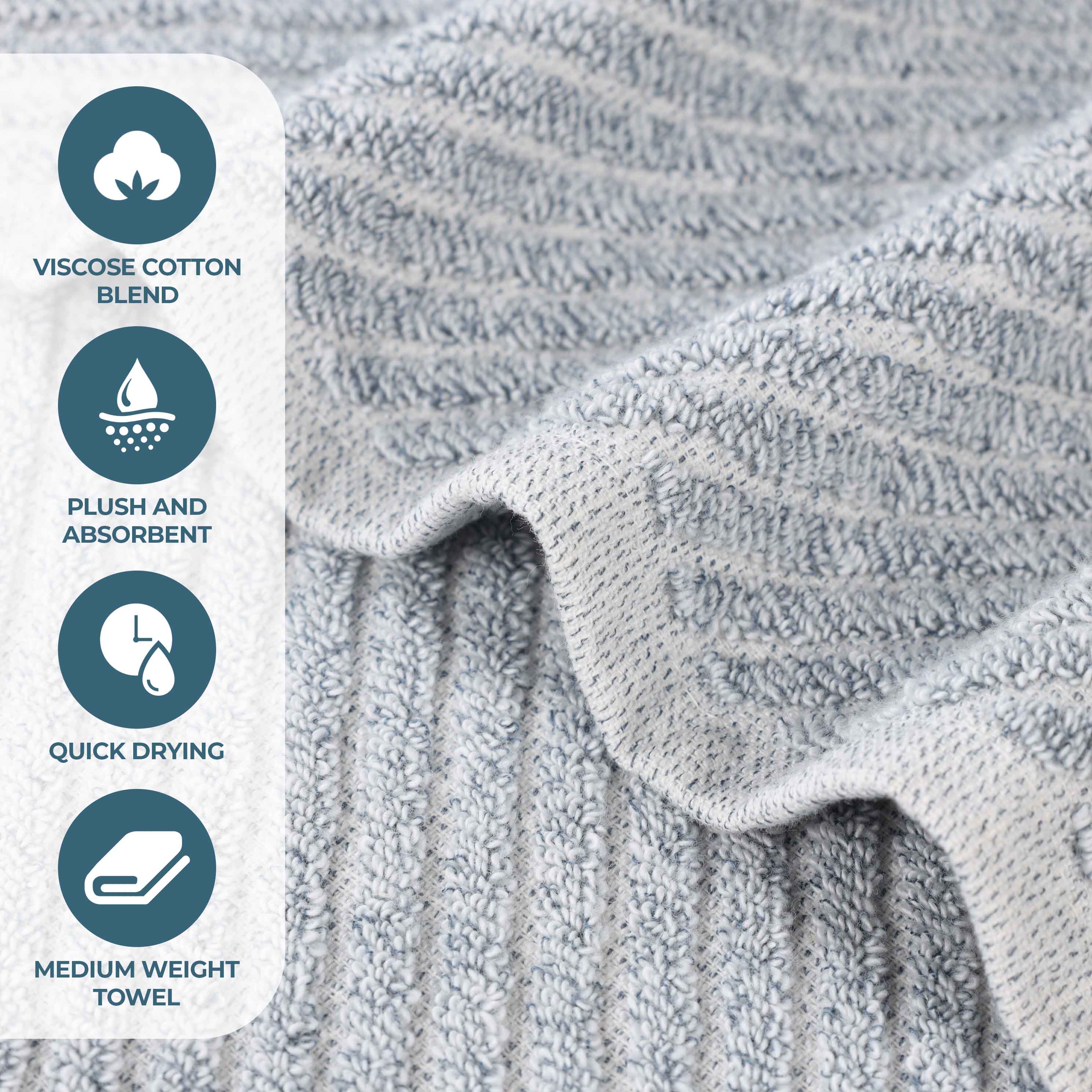 Amelia Cotton Blend Diagonal Stripes Face Towels, Set of 12 - Omnigoodsstore