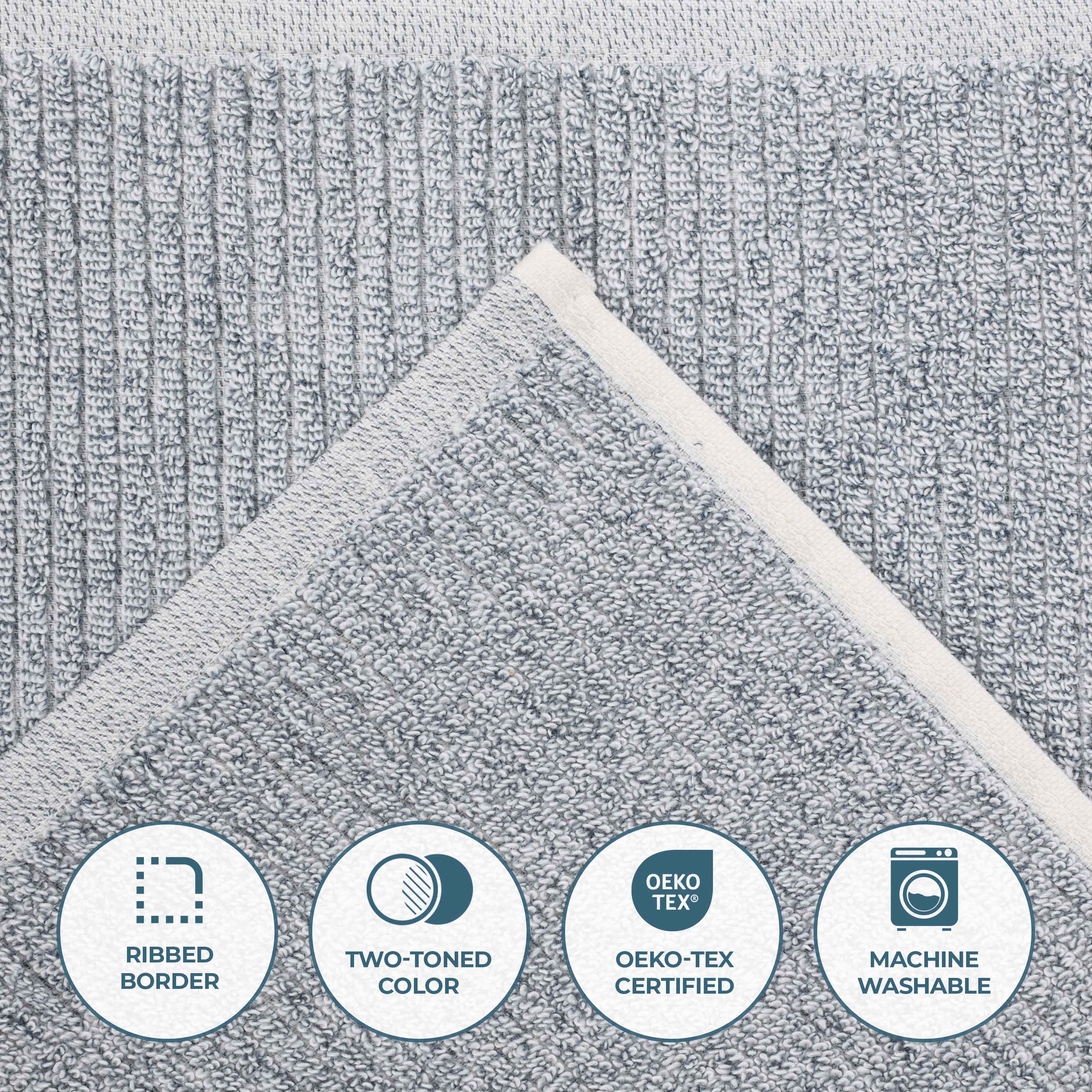 Destin Cotton Blend Solid Ribbed Face Towels Washcloths, Set of 12 - Omnigoodsstore