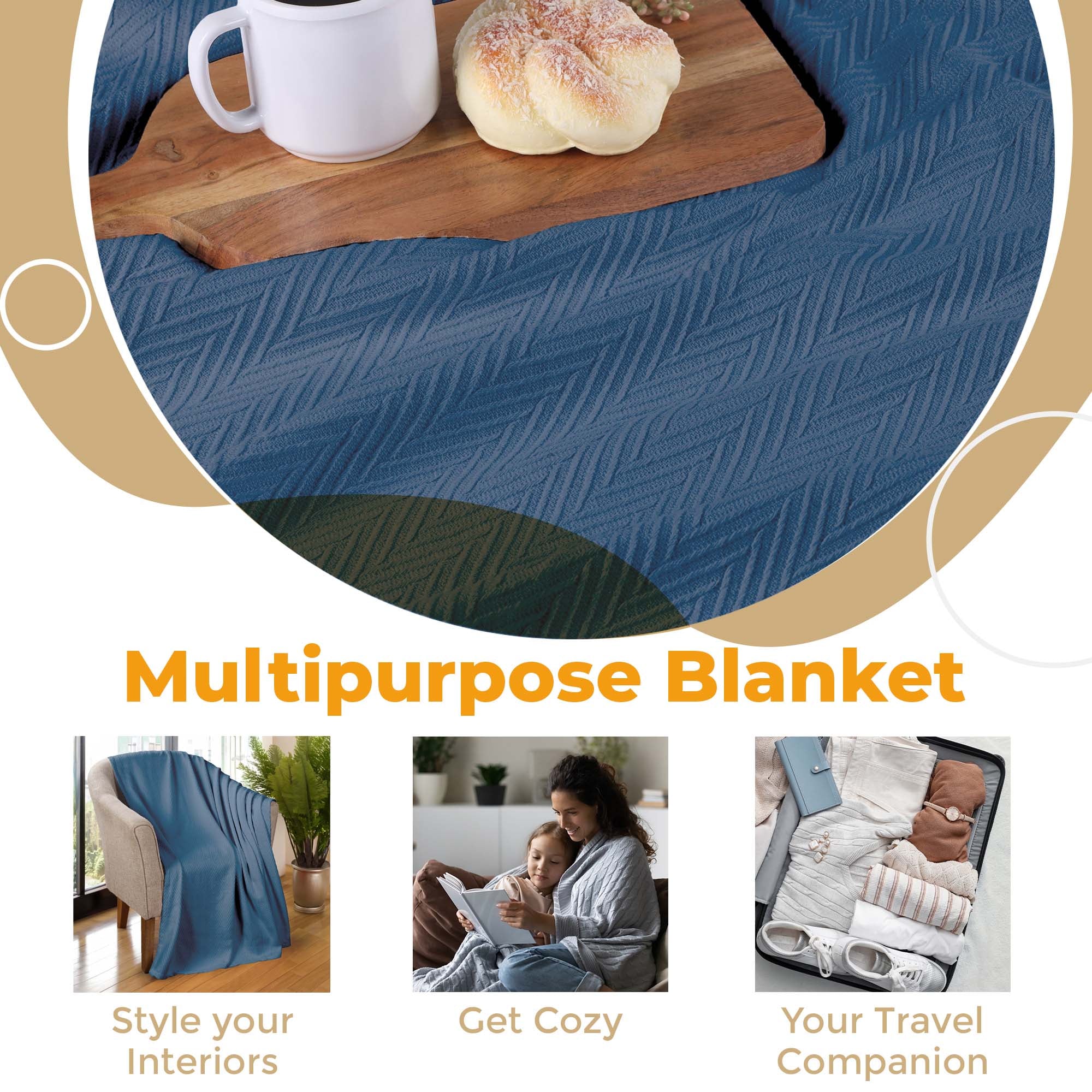 All-Season Chevron Cotton Bed Blanket & Sofa Throw - Omnigoodsstore