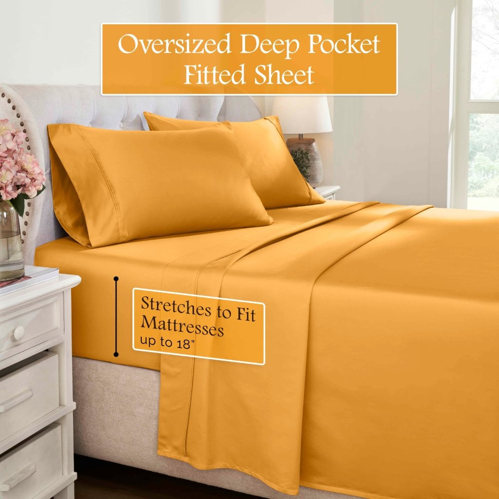 1200 Thread Count Egyptian Cotton Deep Pocket Sheet Set - Omnigoodsstore