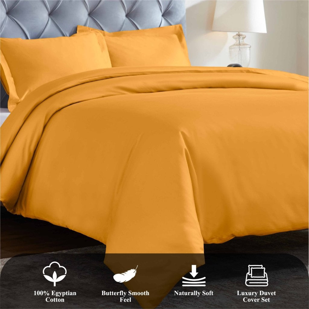 1200 Thread Count Egyptian Solid Cotton Duvet Cover Set - Omnigoodsstore