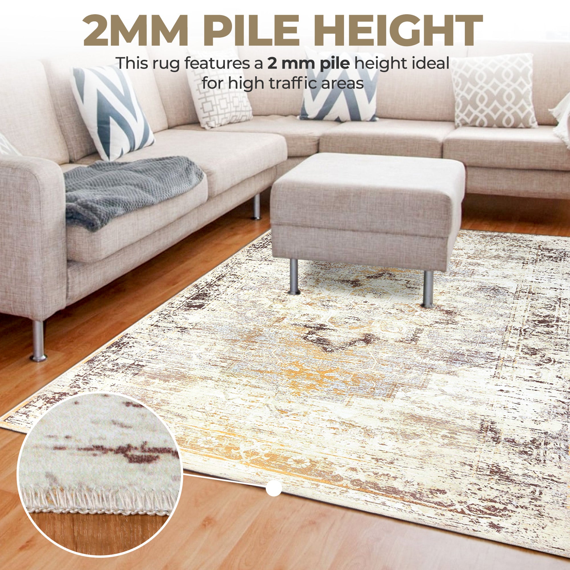 Dove Rustic Machine Washable Indoor Area Rug or Runner Rug - Omnigoodsstore