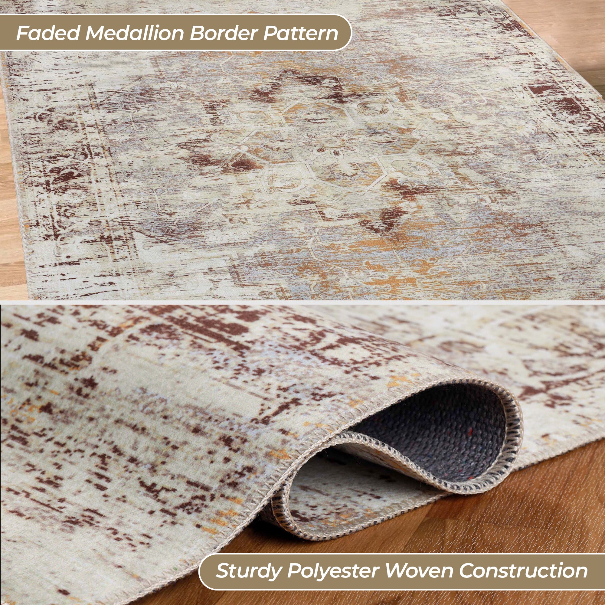 Dove Rustic Machine Washable Indoor Area Rug or Runner Rug - Omnigoodsstore