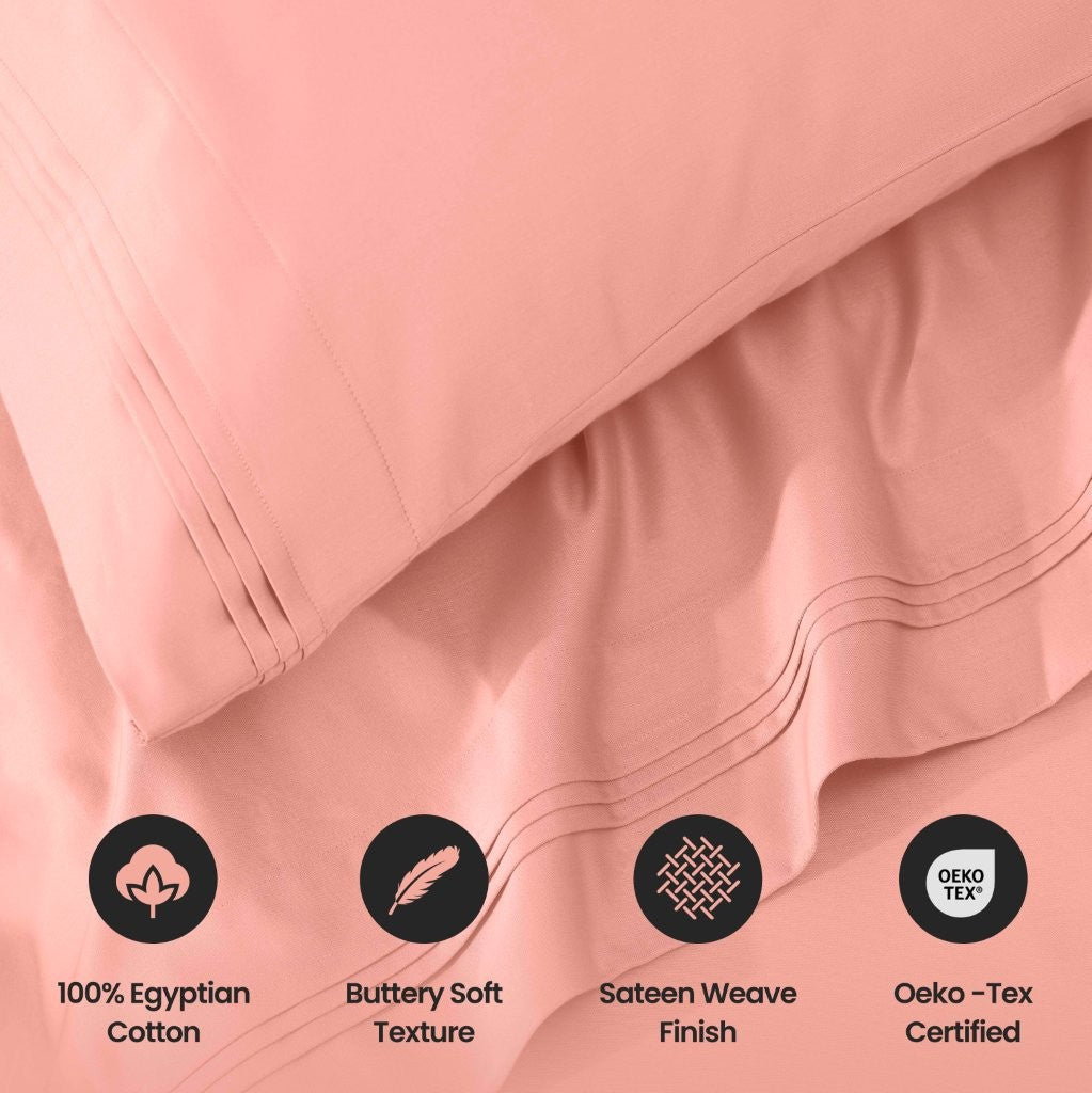 1000 Thread Count Egyptian Cotton Bed Sheet Set Olympic Queen - Omnigoodsstore