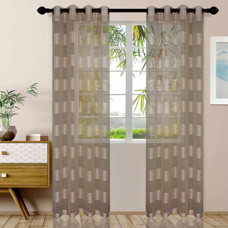 Dalisto Rope Textured Sheer Curtain Set of 2 with Grommet Top Header - Omnigoodsstore