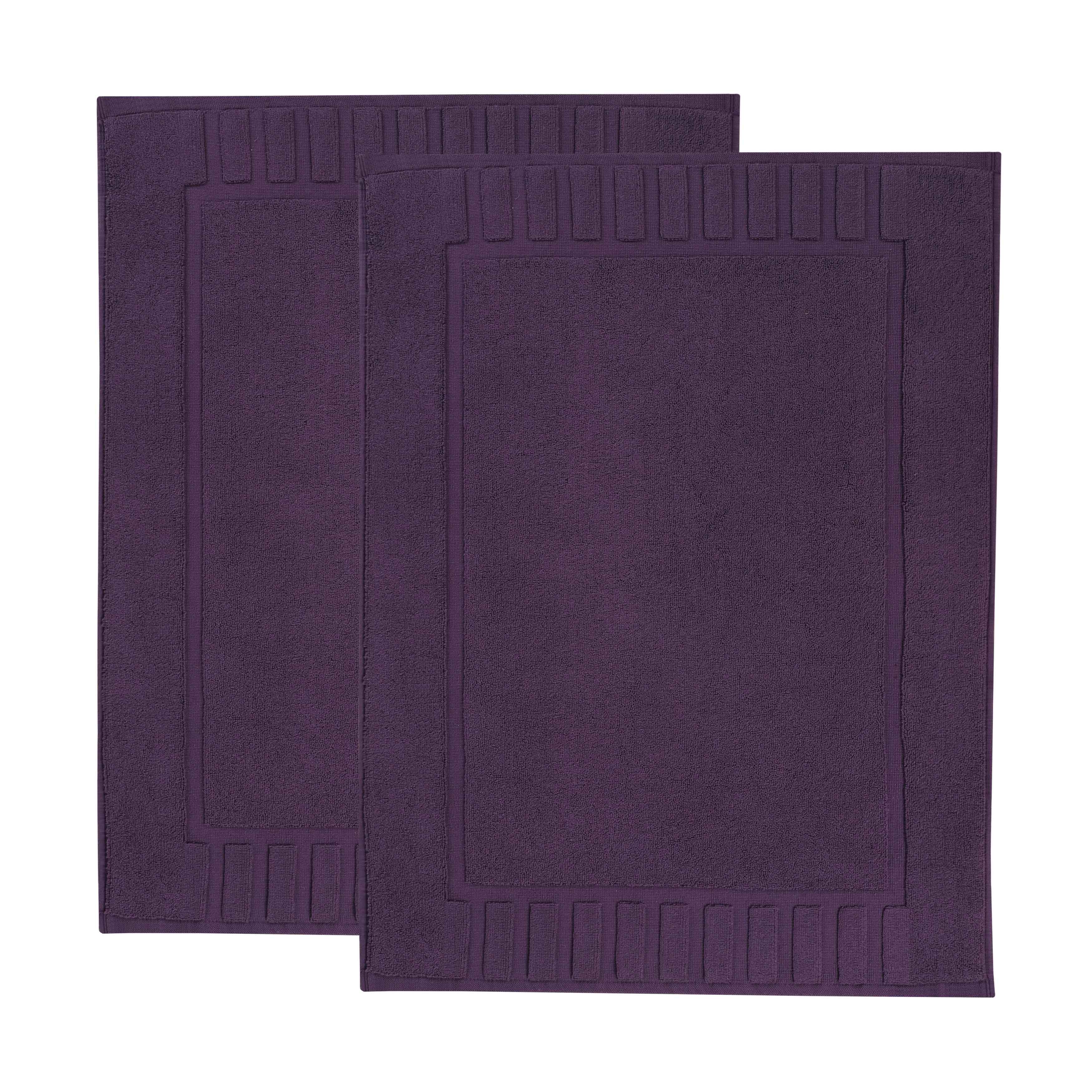 Leo Cotton Solid Modern Geometric Border Absorbent Bath Mat, Set of 2 - Omnigoodsstore
