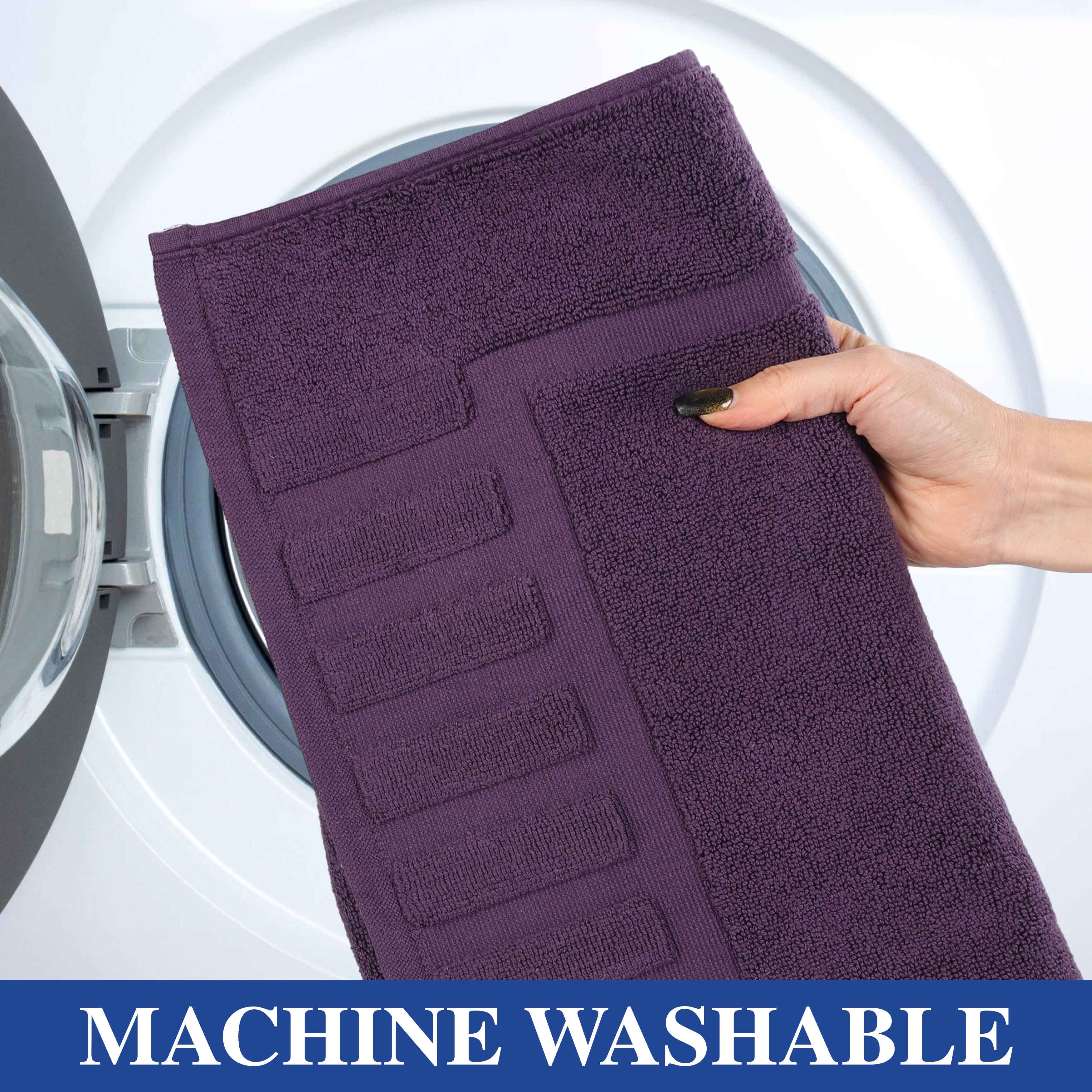 Leo Cotton Solid Modern Geometric Border Absorbent Bath Mat, Set of 2 - Omnigoodsstore