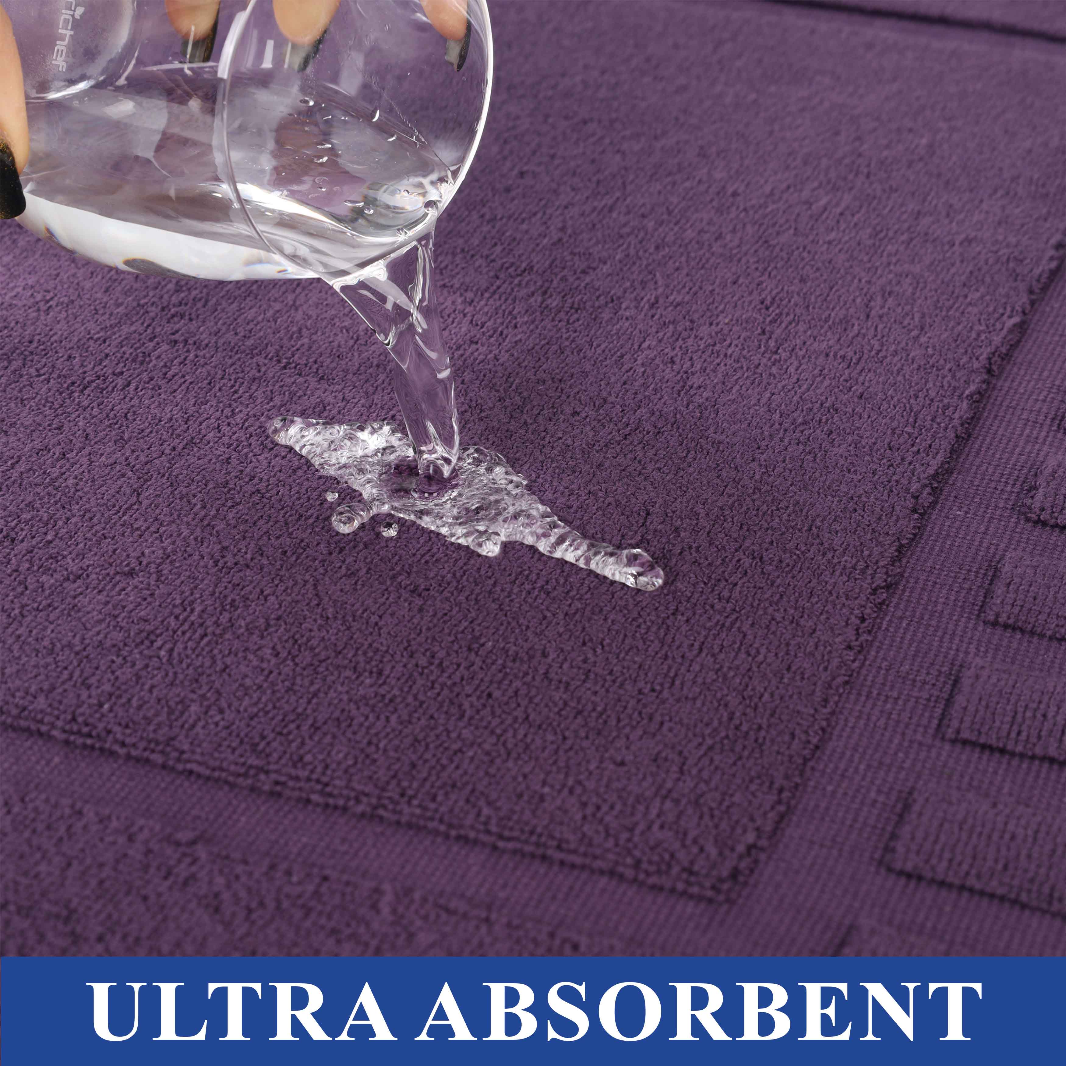 Leo Cotton Solid Modern Geometric Border Absorbent Bath Mat, Set of 2 - Omnigoodsstore