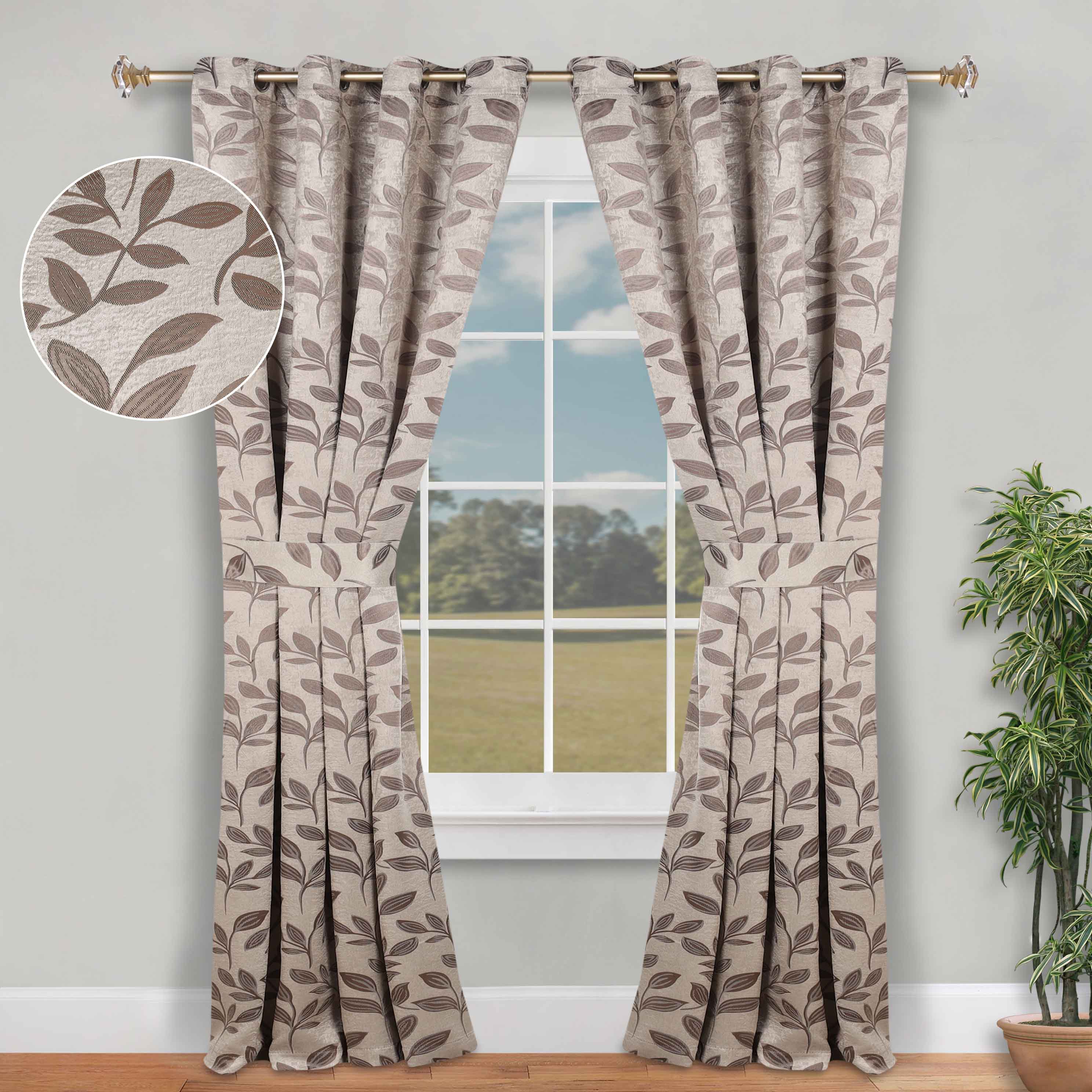 Leaves Machine Room Darkening Blackout Curtains, Set of 2 - Omnigoodsstore