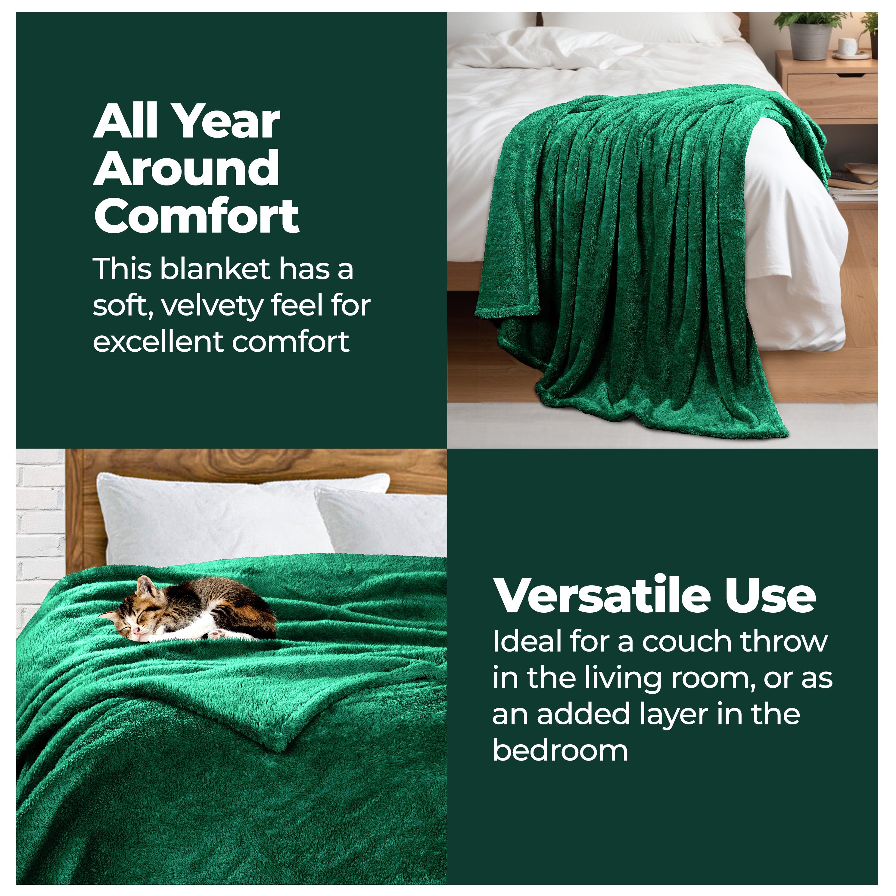 Classic Solid Fleece Plush Medium Weight Fluffy Soft Blanket - Omnigoodsstore