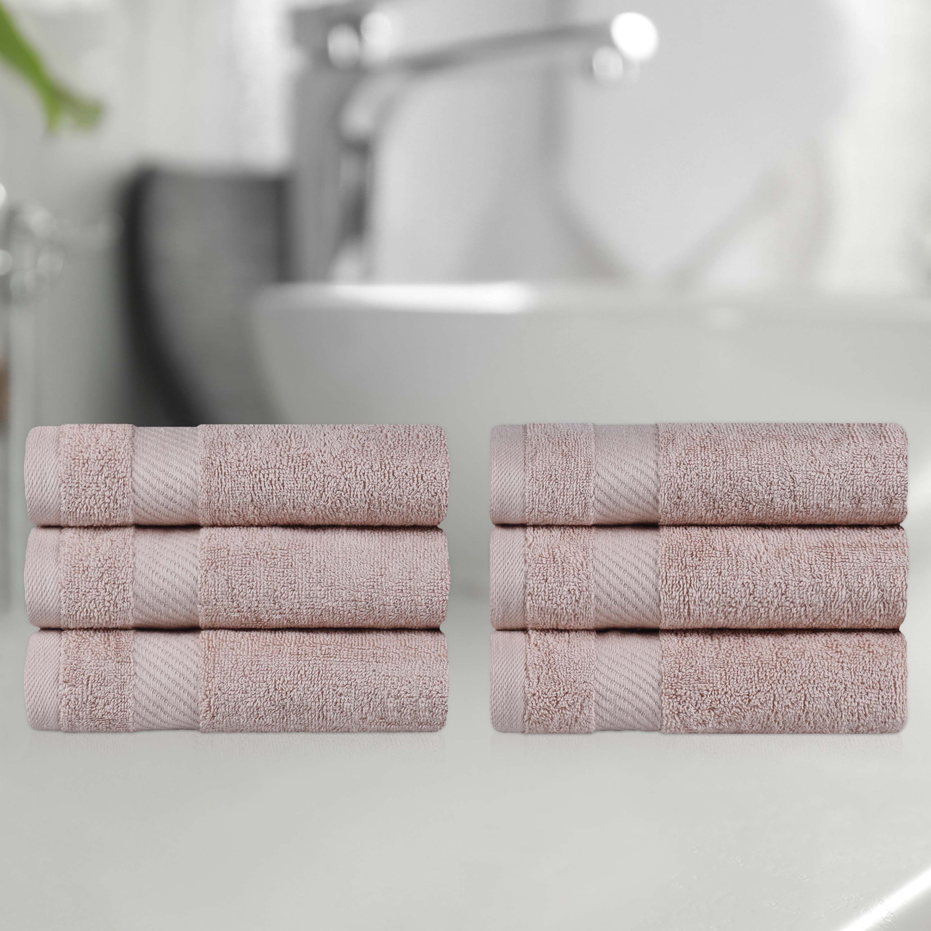 Kendell Egyptian Cotton 6 Piece Hand Towel Set with Dobby Border - Omnigoodsstore