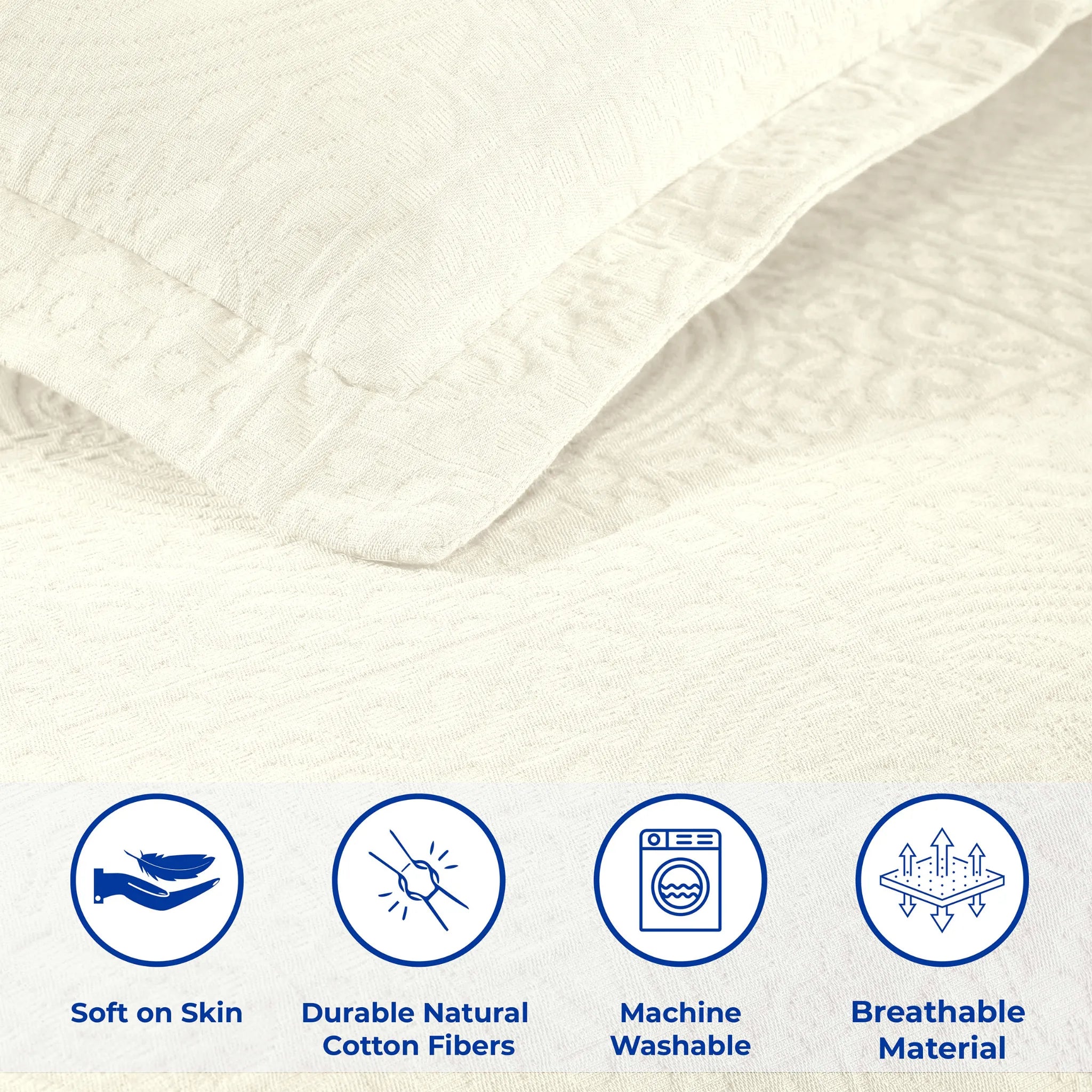 100% Cotton Jacquard Matelassé Fleur De Lis Bedspread Set