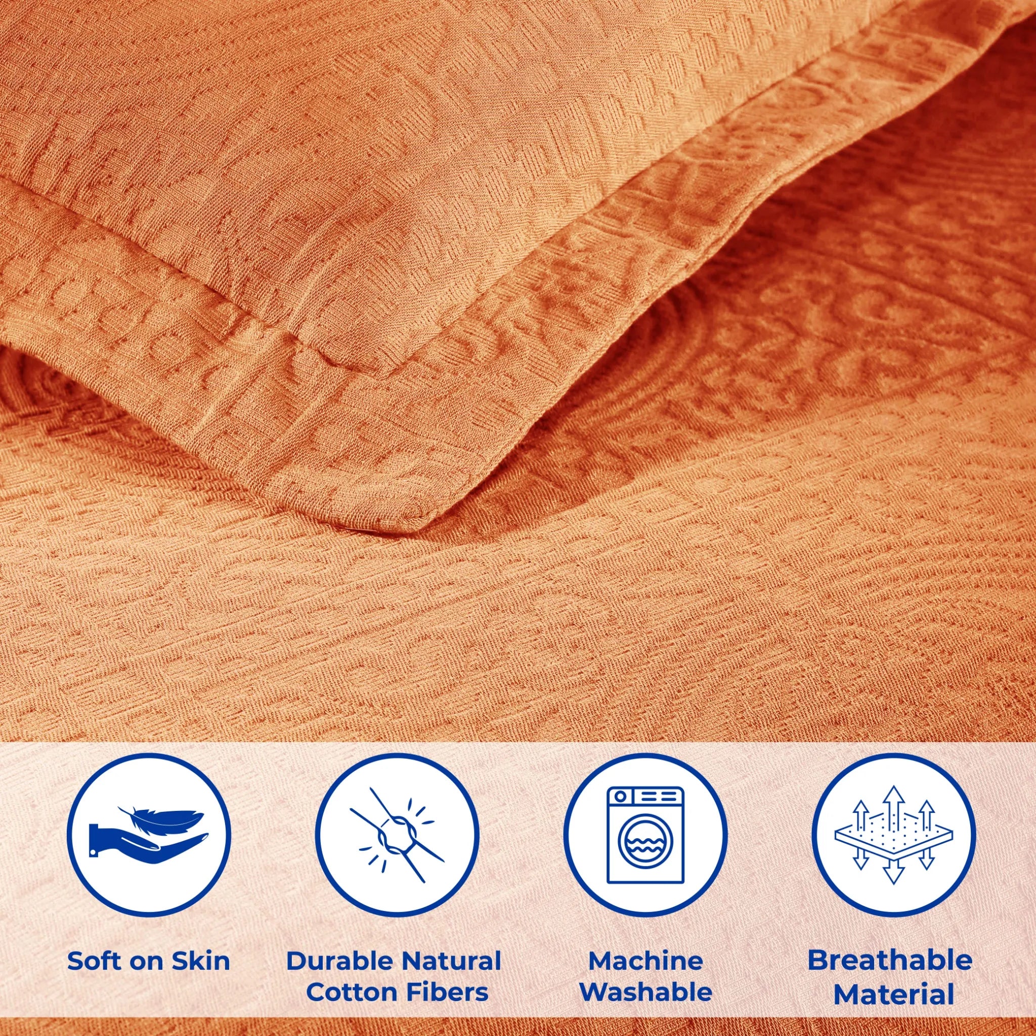 100% Cotton Jacquard Matelassé Fleur De Lis Bedspread Set