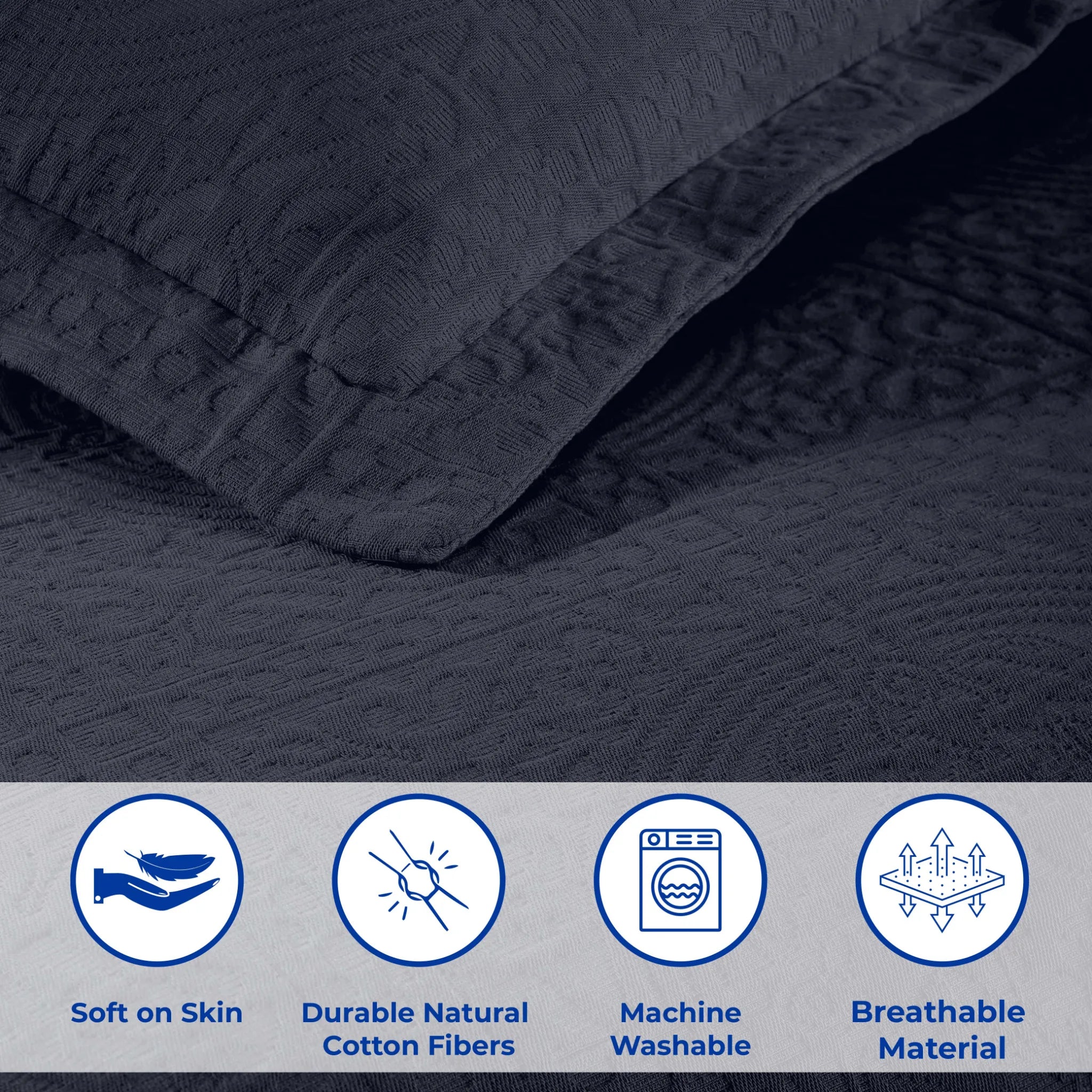 100% Cotton Jacquard Matelassé Fleur De Lis Bedspread Set