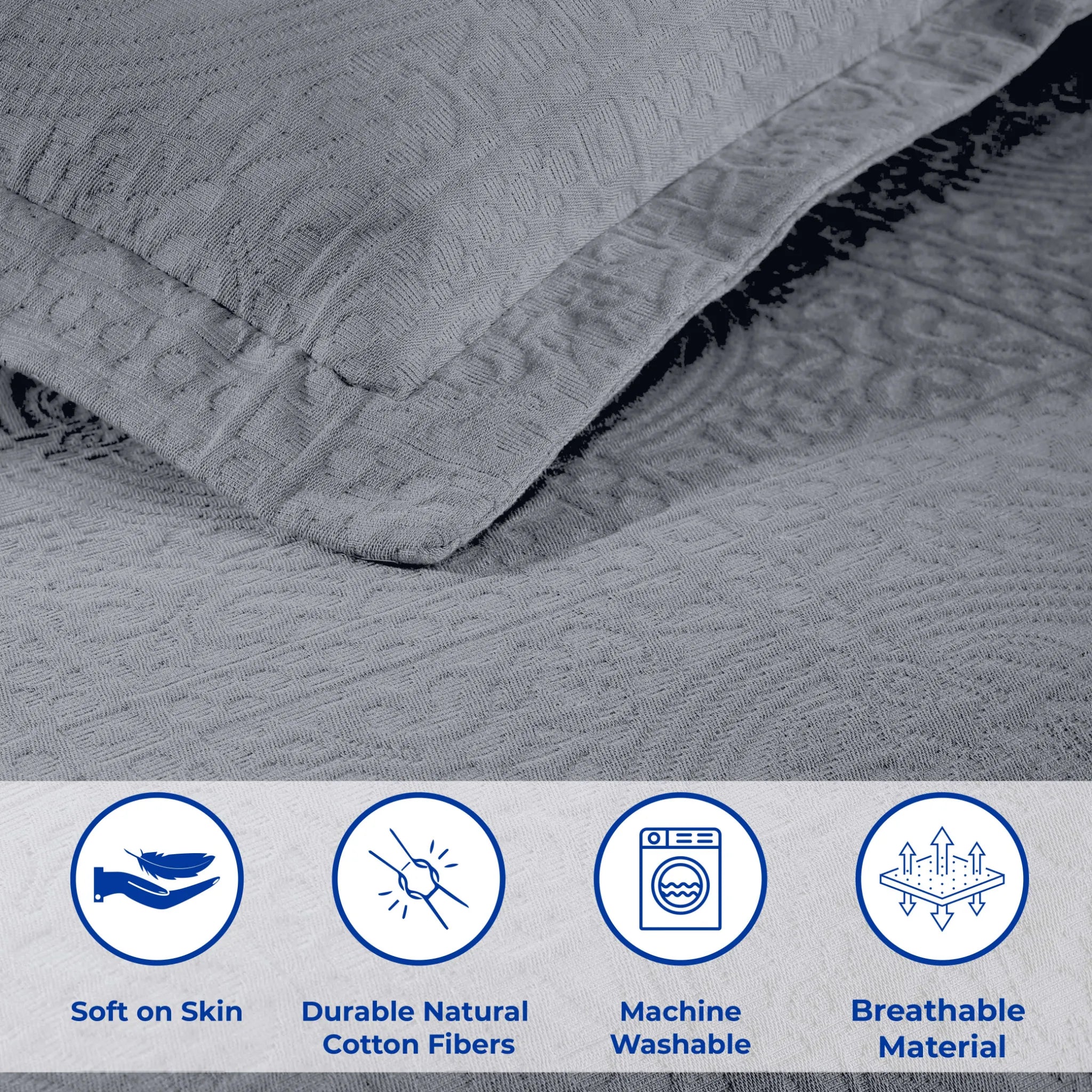 100% Cotton Jacquard Matelassé Fleur De Lis Bedspread Set