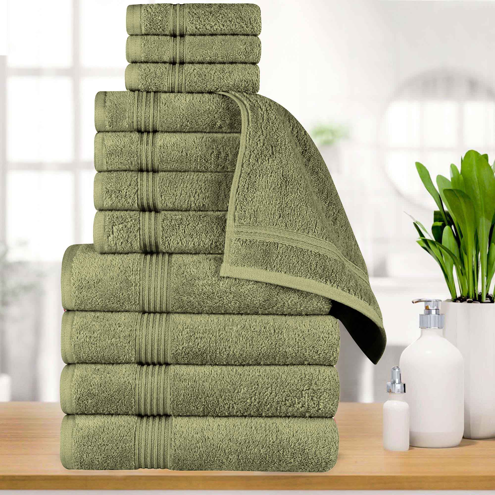 Egyptian Cotton Highly Absorbent Solid 12-Piece Ultra Soft Towel Set - Omnigoodsstore