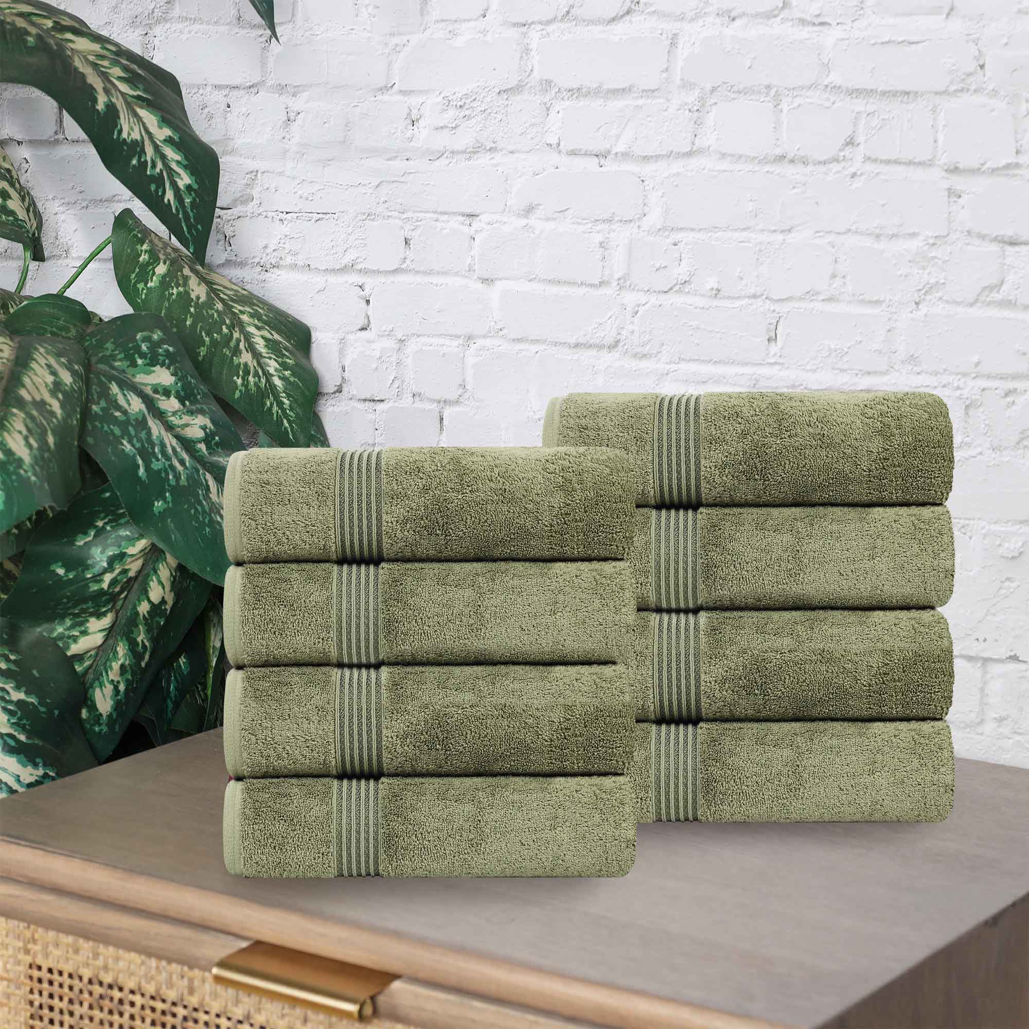 Egyptian Cotton Highly Absorbent Solid Ultra Soft Hand Towel Set of 8 - Omnigoodsstore