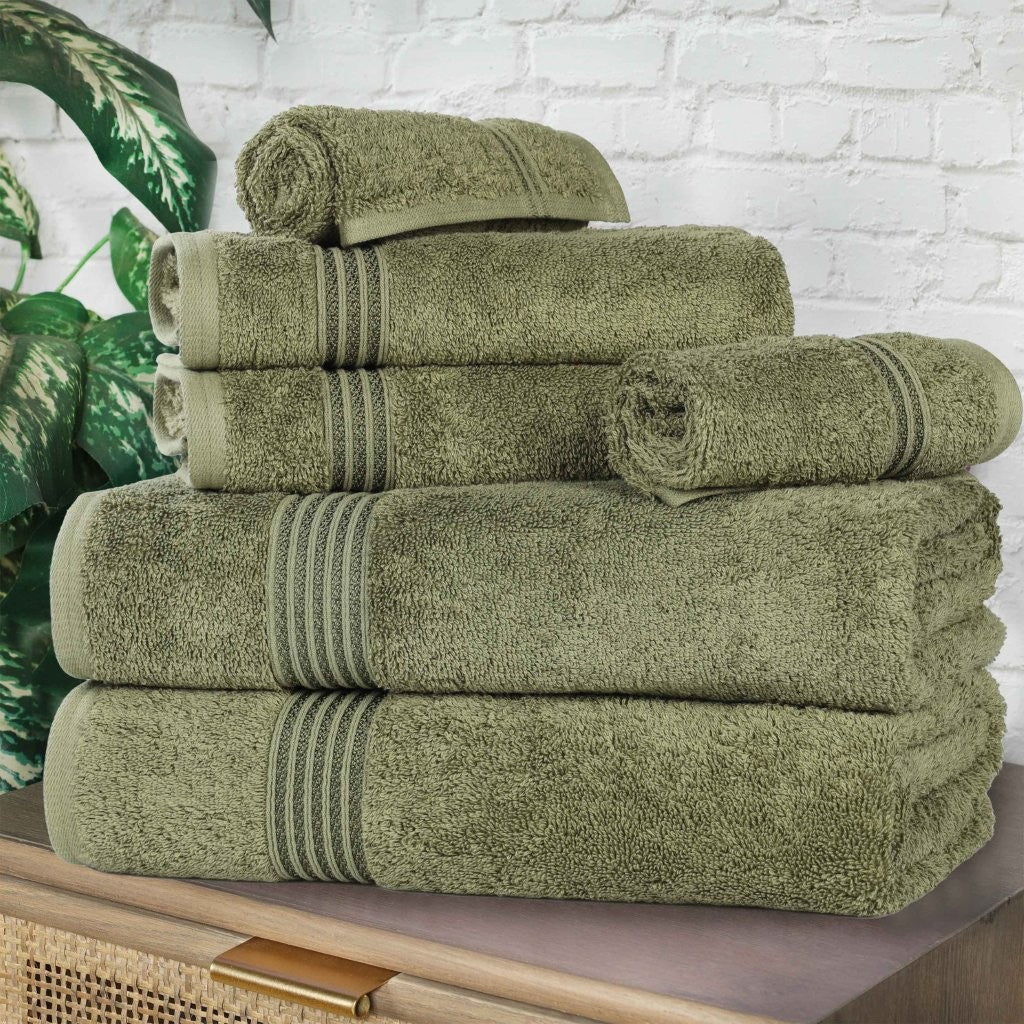 Egyptian Cotton Highly Absorbent Solid 6-Piece Ultra Soft Towel Set - Omnigoodsstore