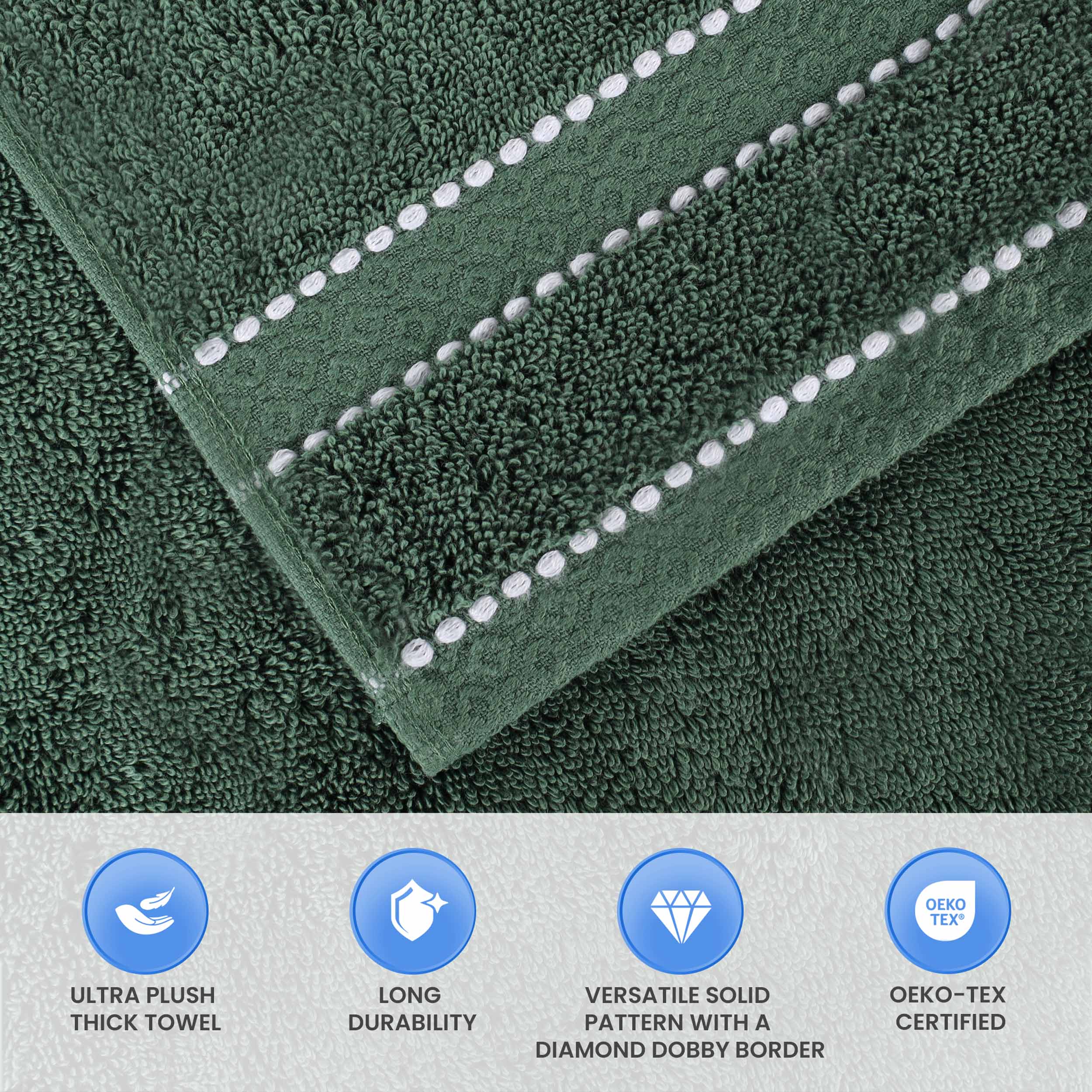 Niles Egypt Produced Giza Cotton Dobby Absorbent Bath Towel Set of 3 - Omnigoodsstore