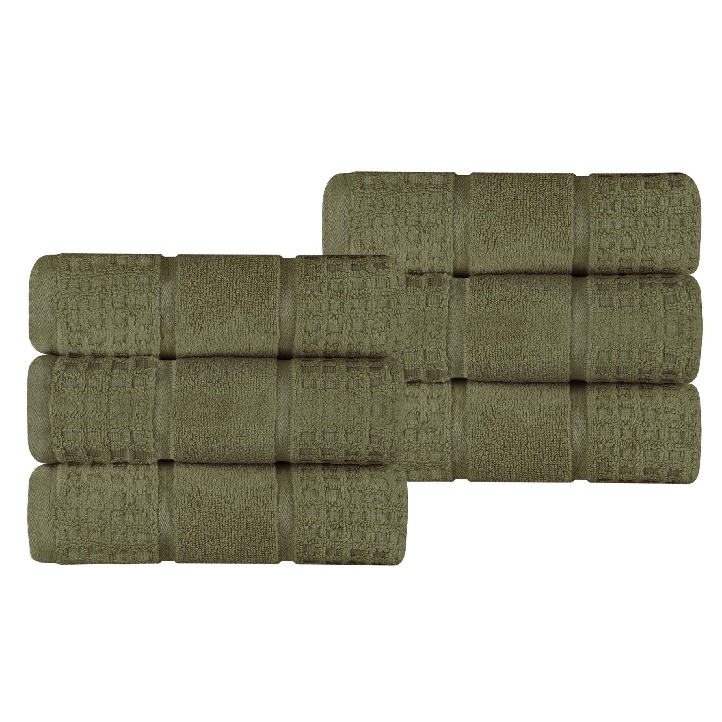 Zero Twist Cotton Waffle Honeycomb Soft Absorbent Hand Towel Set of 6 - Omnigoodsstore