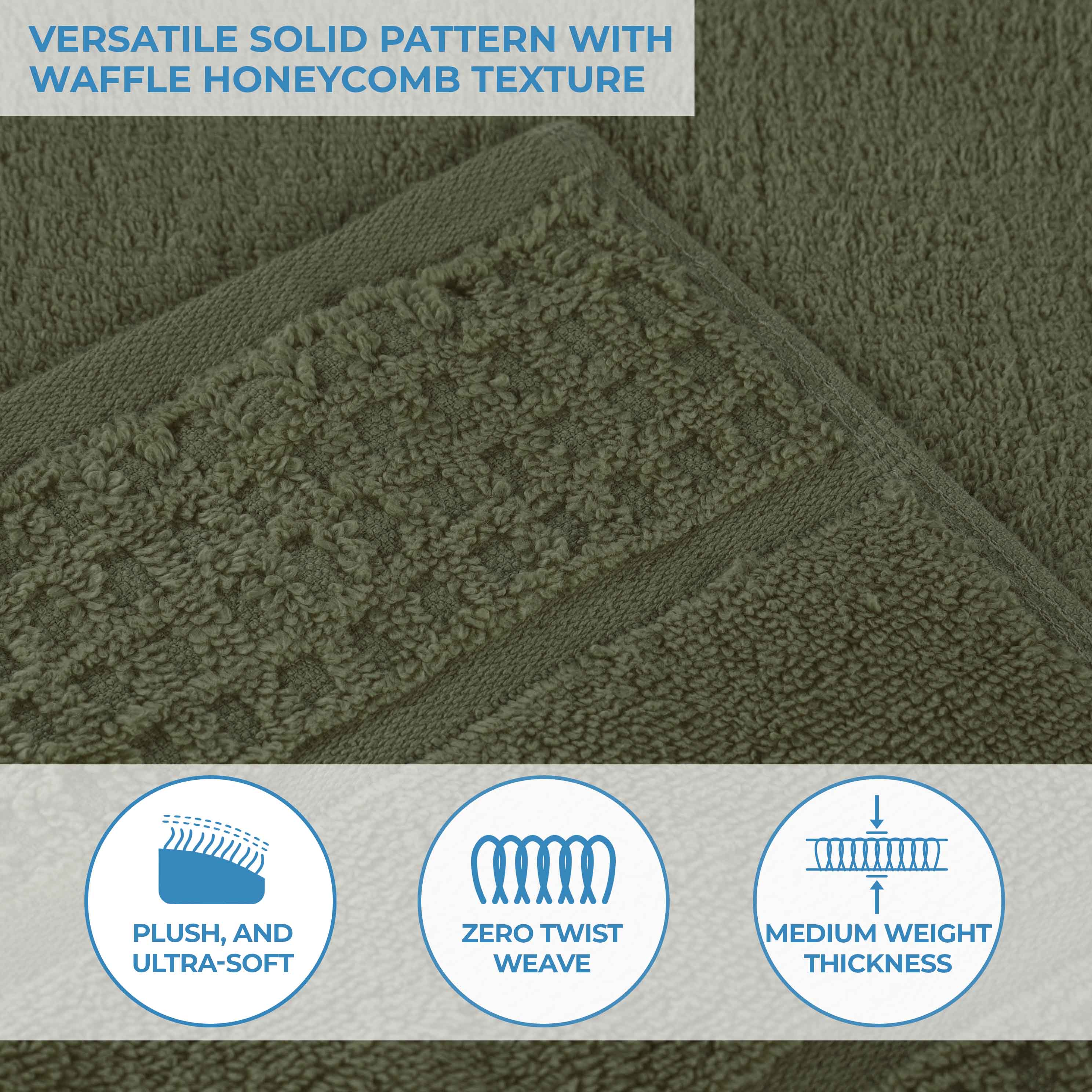 Zero Twist Cotton Waffle Honeycomb Soft Absorbent Hand Towel Set of 6 - Omnigoodsstore