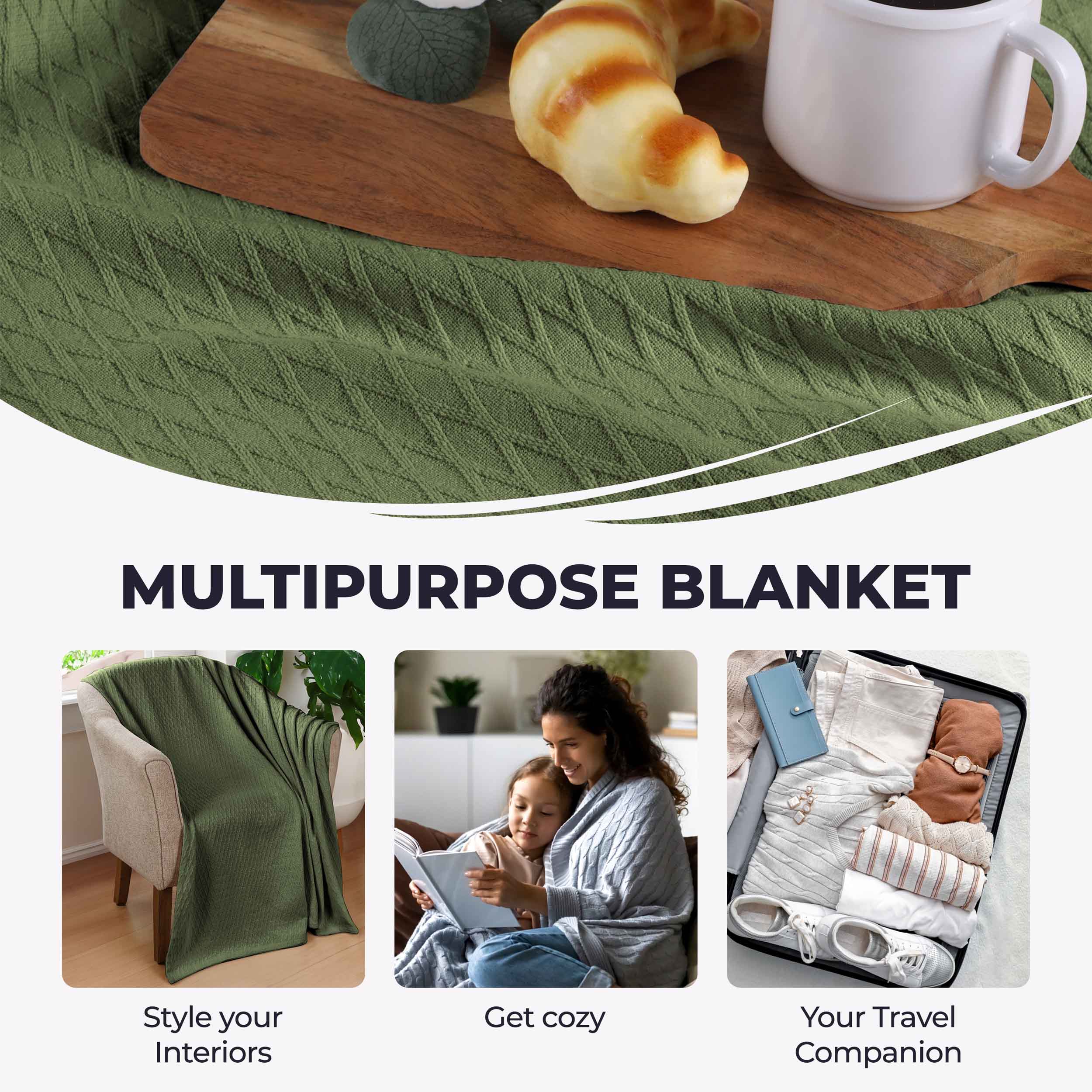 Cotton All Season Diamond Bed Blanket & Sofa Throw - Omnigoodsstore