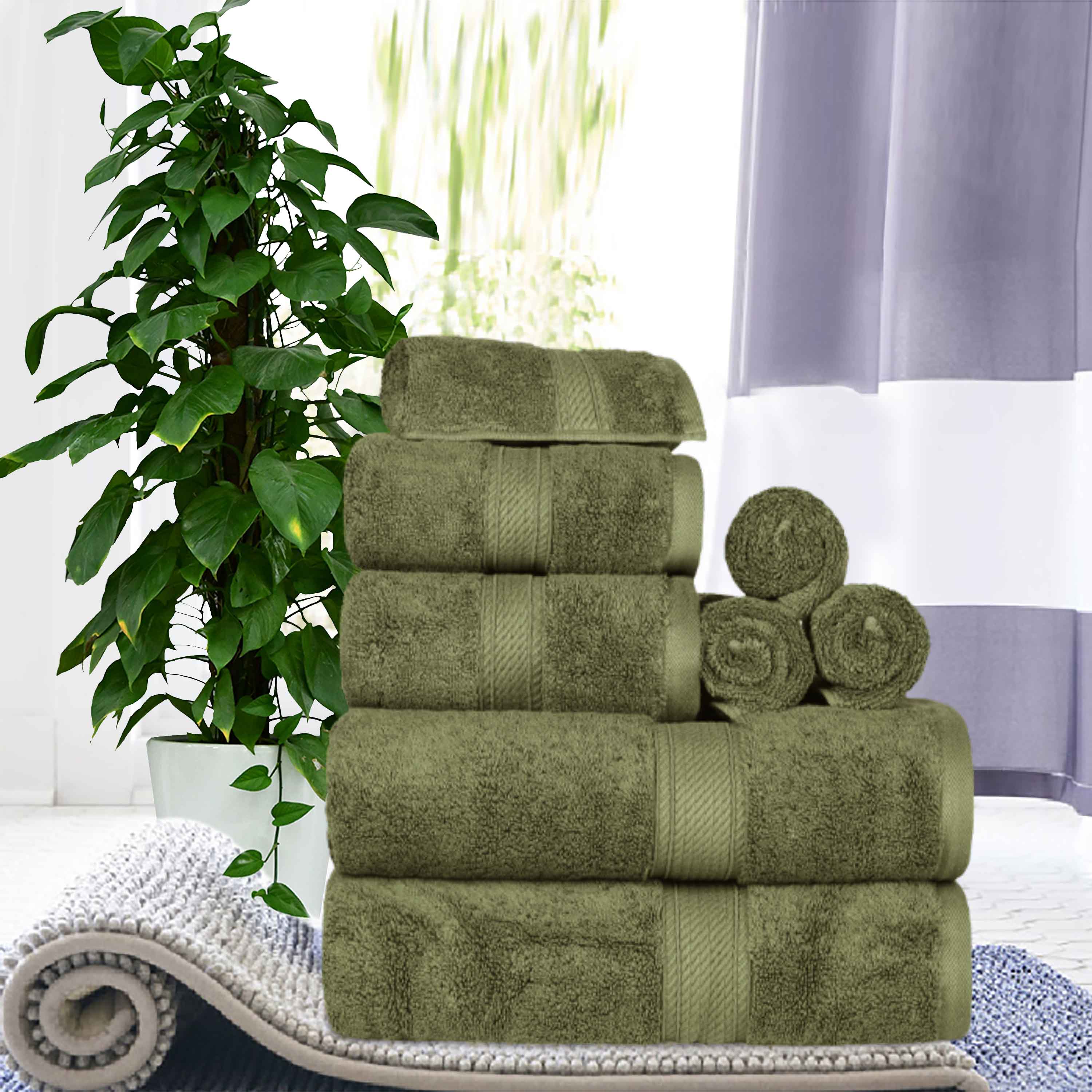 Egyptian Cotton Pile Plush Heavyweight Luxury Soft 8-Piece Towel Set - Omnigoodsstore