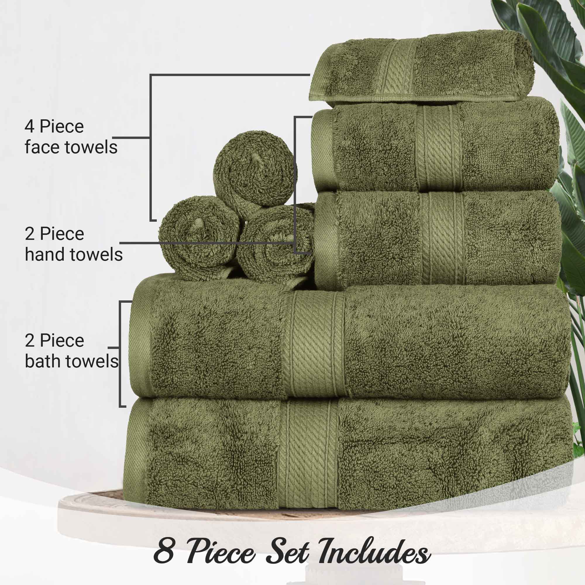 Egyptian Cotton Pile Plush Heavyweight Luxury Soft 8-Piece Towel Set - Omnigoodsstore