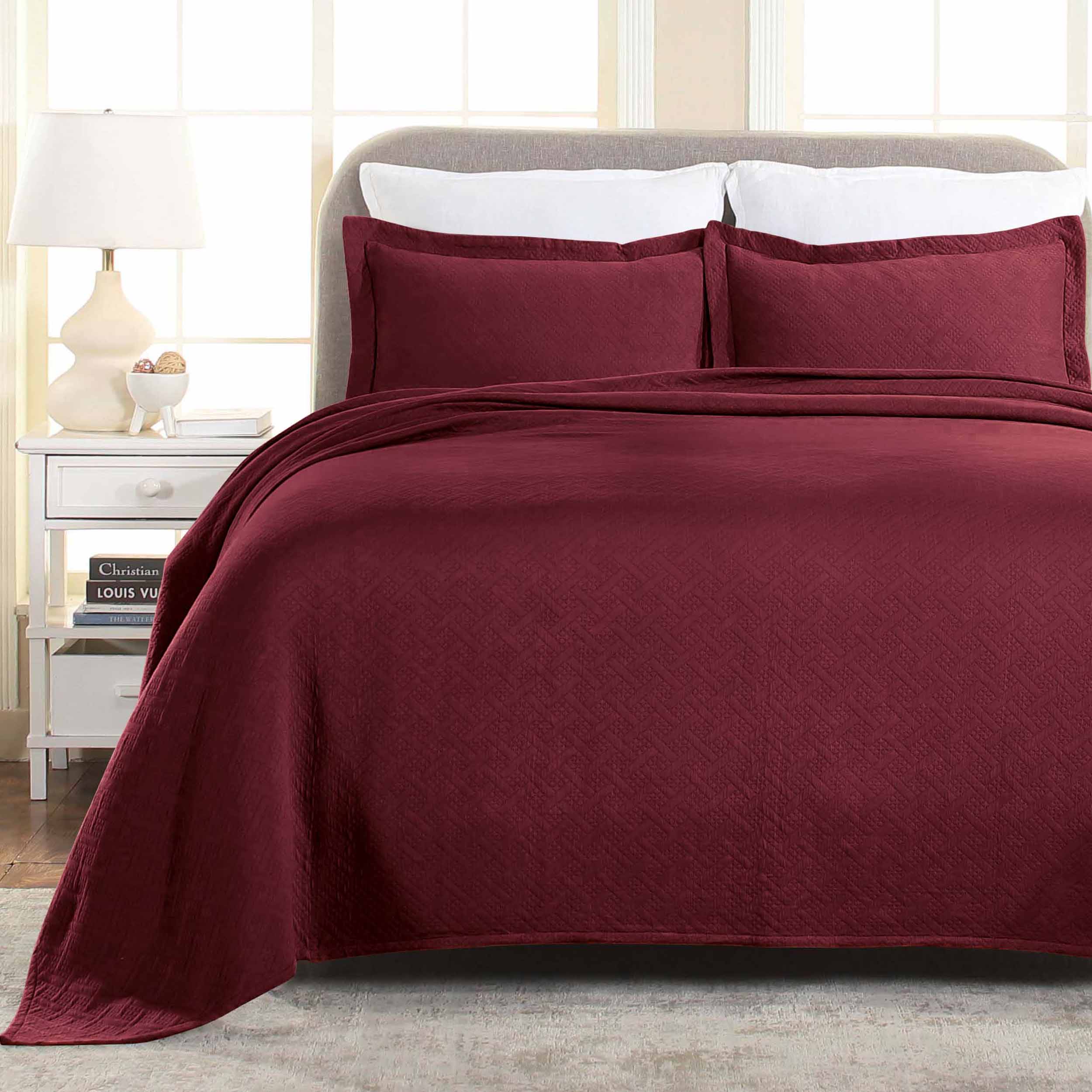 Basket Weave Matelasse Cotton Bedspread Set - Omnigoodsstore