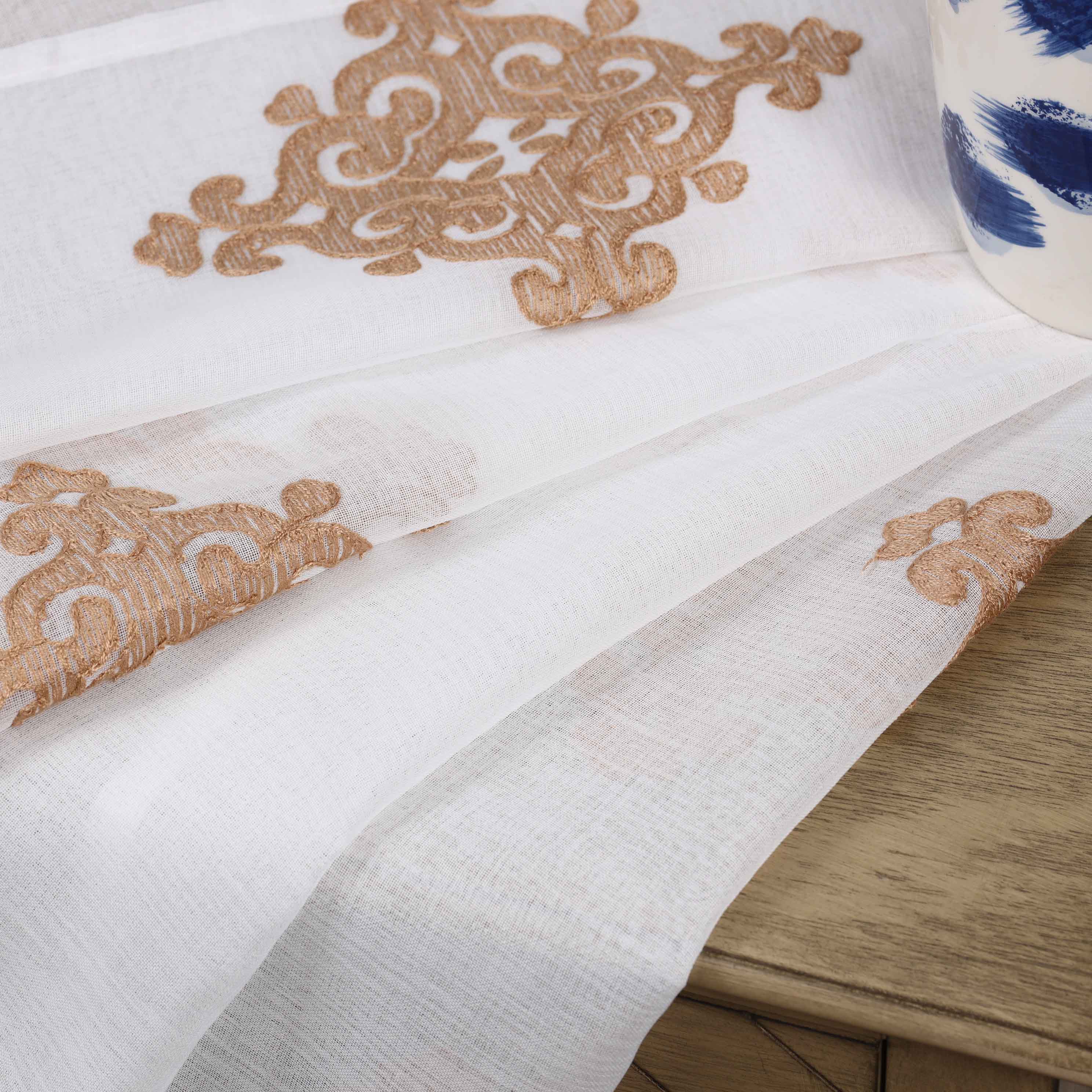 Embroidered Damask Sheer Grommet Curtain Panel Set - Omnigoodsstore