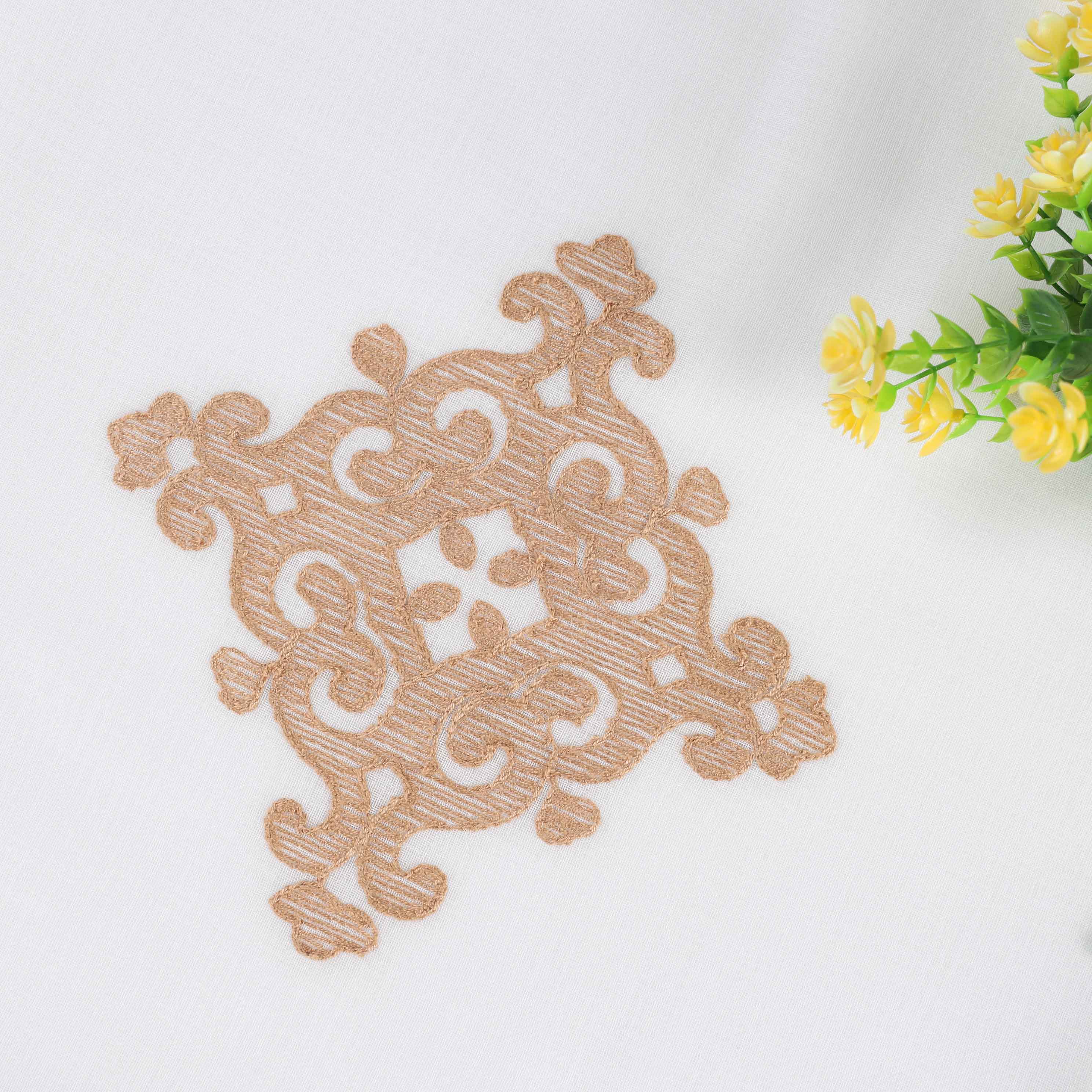 Embroidered Damask Sheer Grommet Curtain Panel Set - Omnigoodsstore