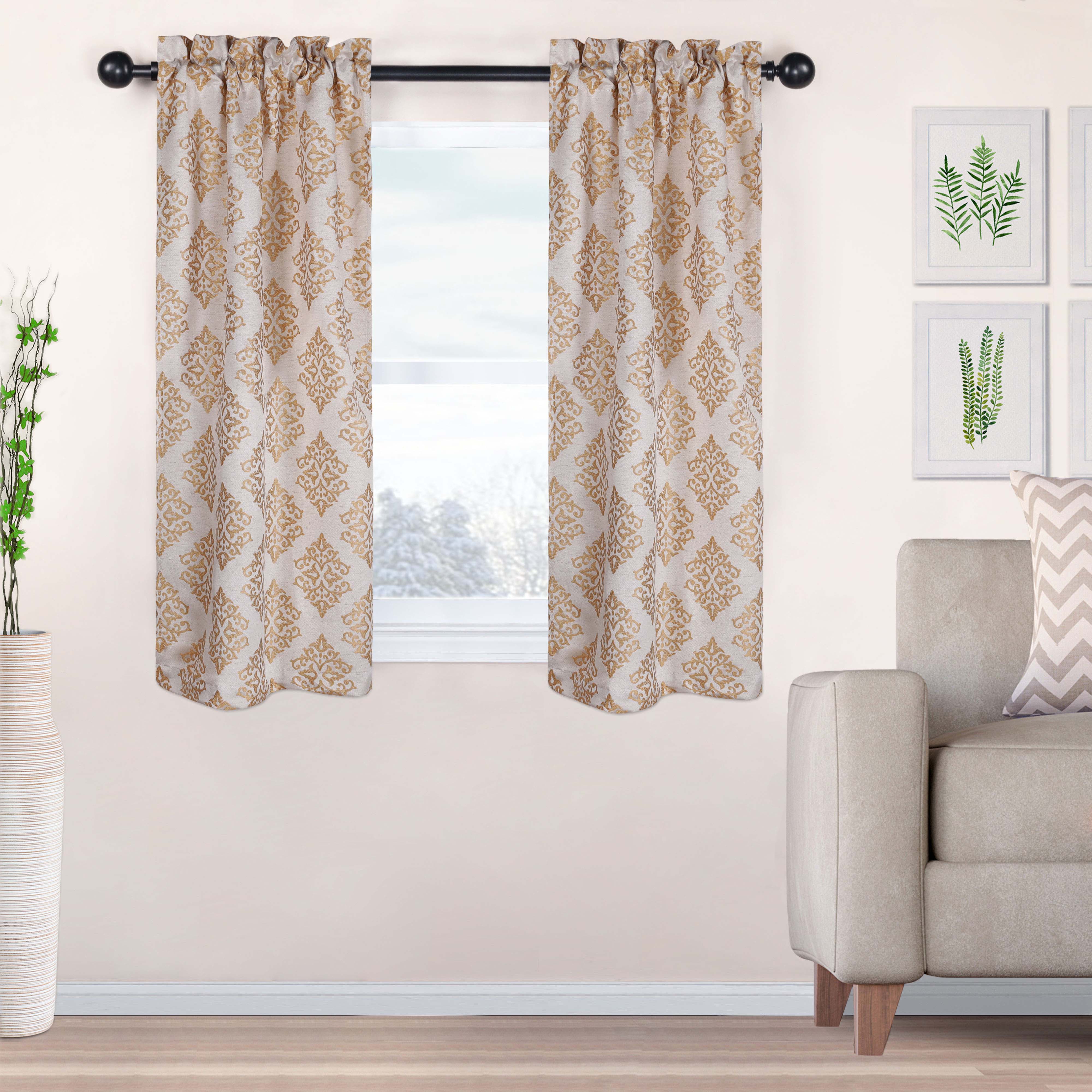 Venetian Damask Jacquard Curtain Panels, Set of 2 - Omnigoodsstore