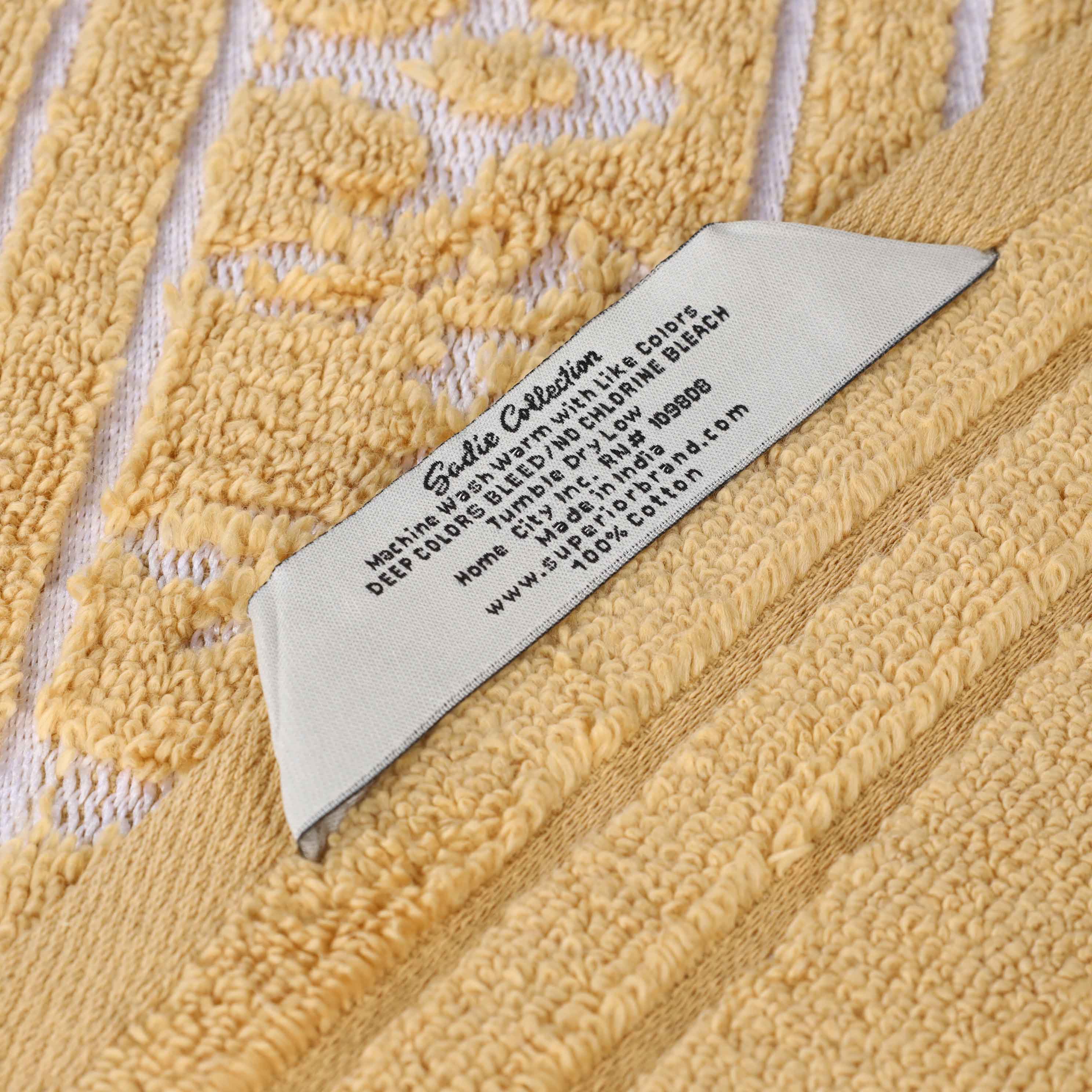 Sadie Zero Twist Cotton Solid and Jacquard Floral Face Towel Set of 12 - Omnigoodsstore