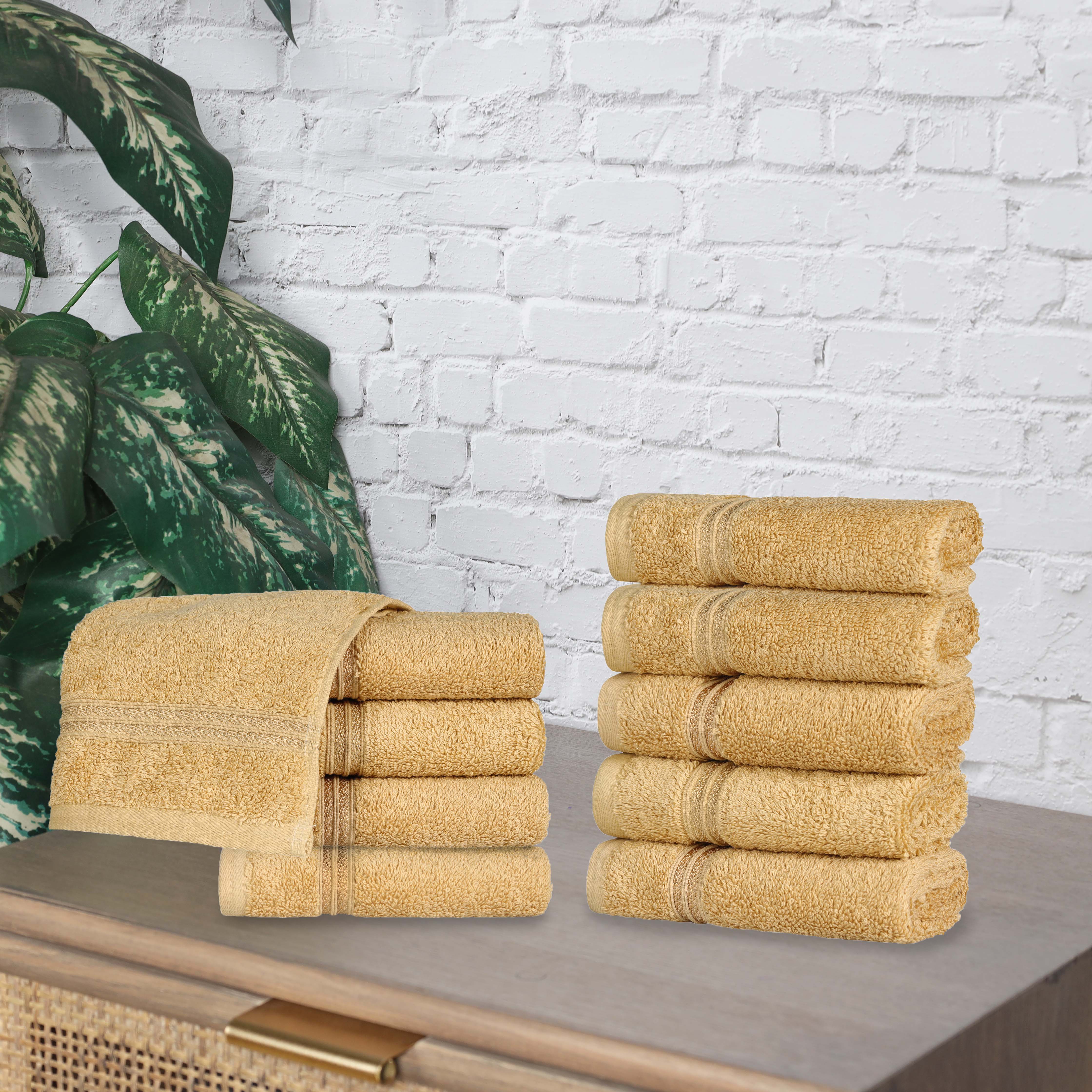 Egyptian Cotton Solid Face Towel Set of 10 - Omnigoodsstore