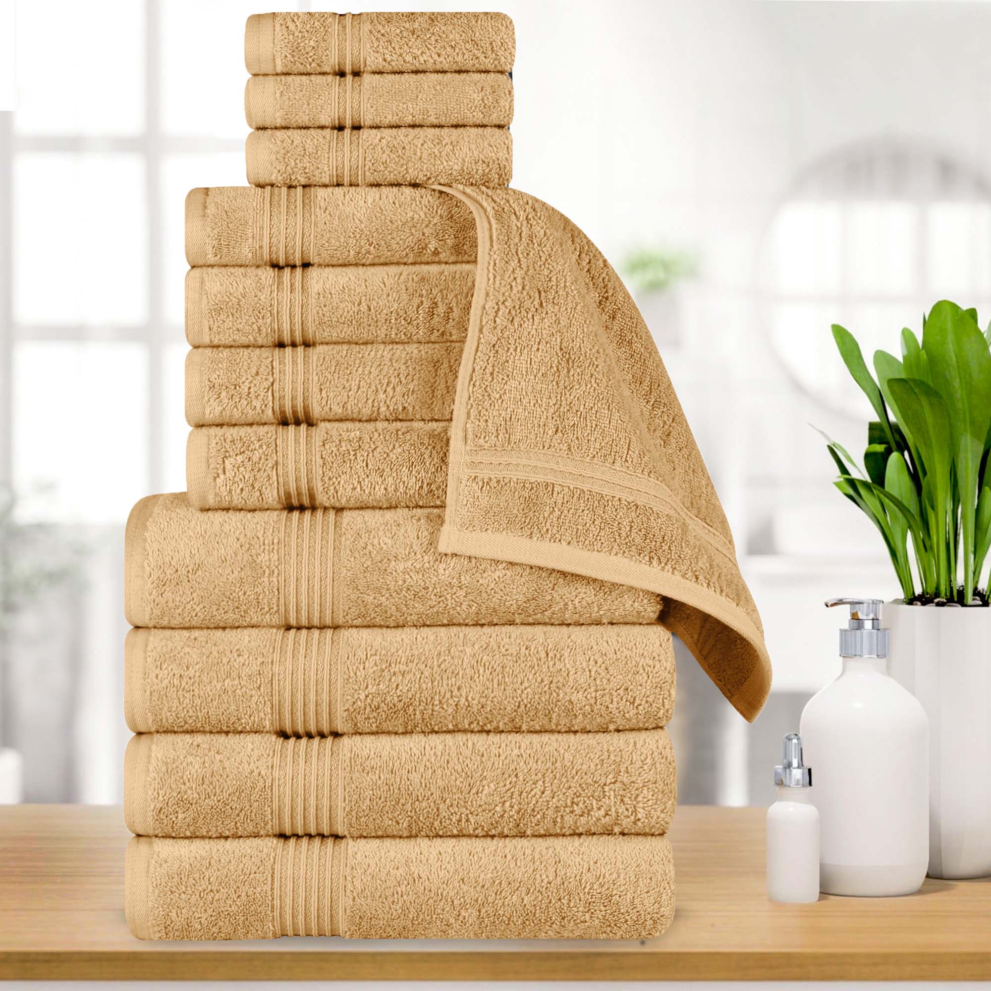 Egyptian Cotton Highly Absorbent Solid 12-Piece Ultra Soft Towel Set - Omnigoodsstore