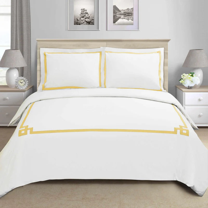 Miller Cotton Embroidered Solid 3 Piece Duvet Cover Set - Omnigoodsstore
