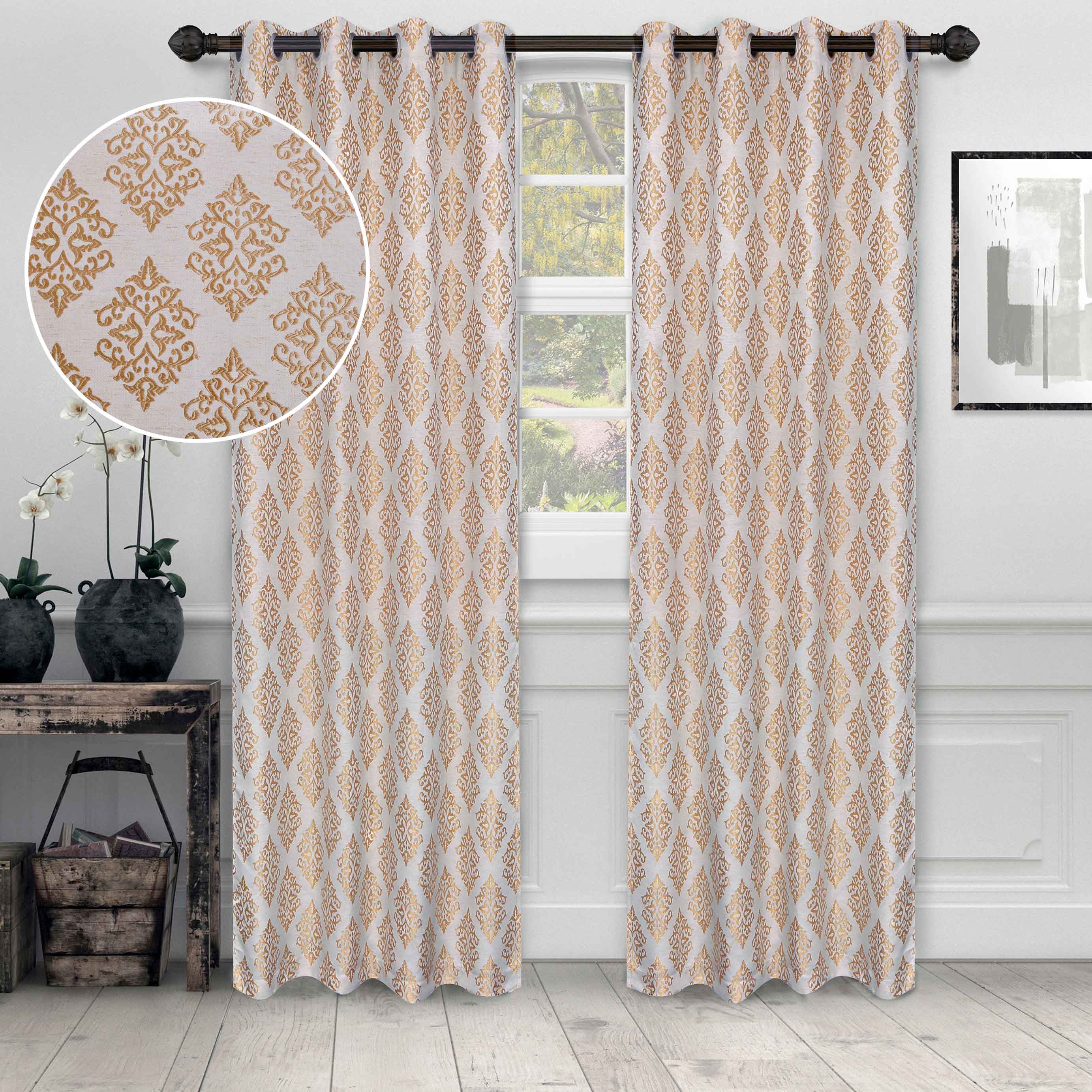 Venetian Damask Jacquard Curtain Panels, Set of 2 - Omnigoodsstore