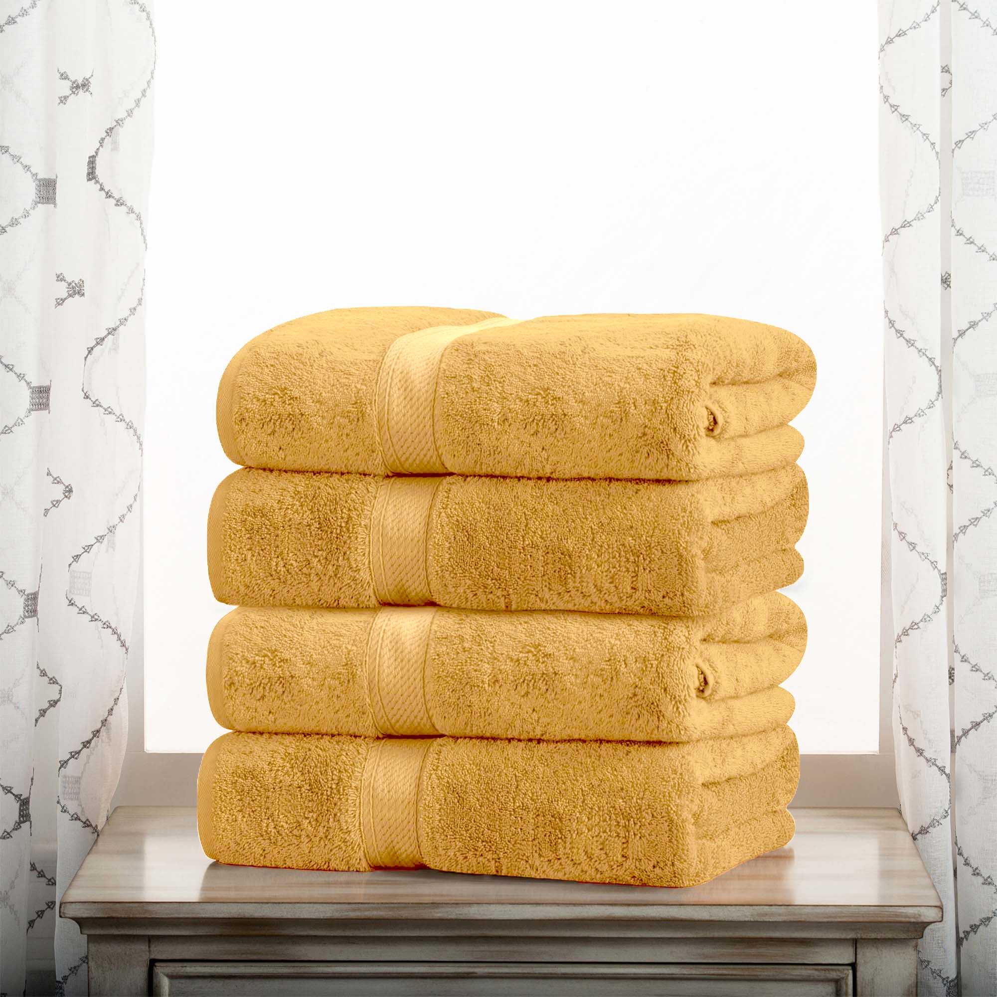 Egyptian Cotton Pile Plush Heavyweight Soft 4 Piece Bath Towel Set - Omnigoodsstore