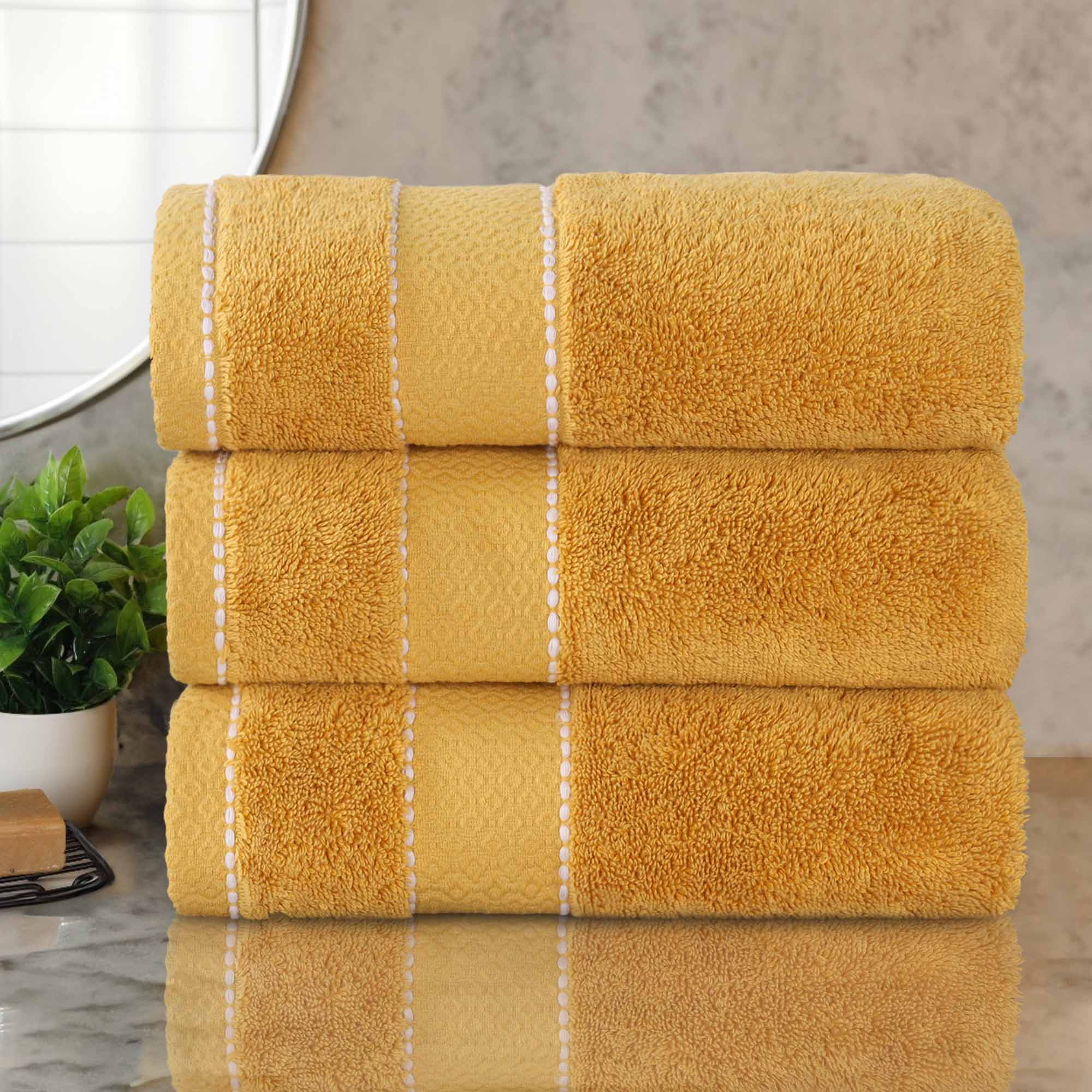 Niles Egypt Produced Giza Cotton Dobby Absorbent Bath Towel Set of 3 - Omnigoodsstore